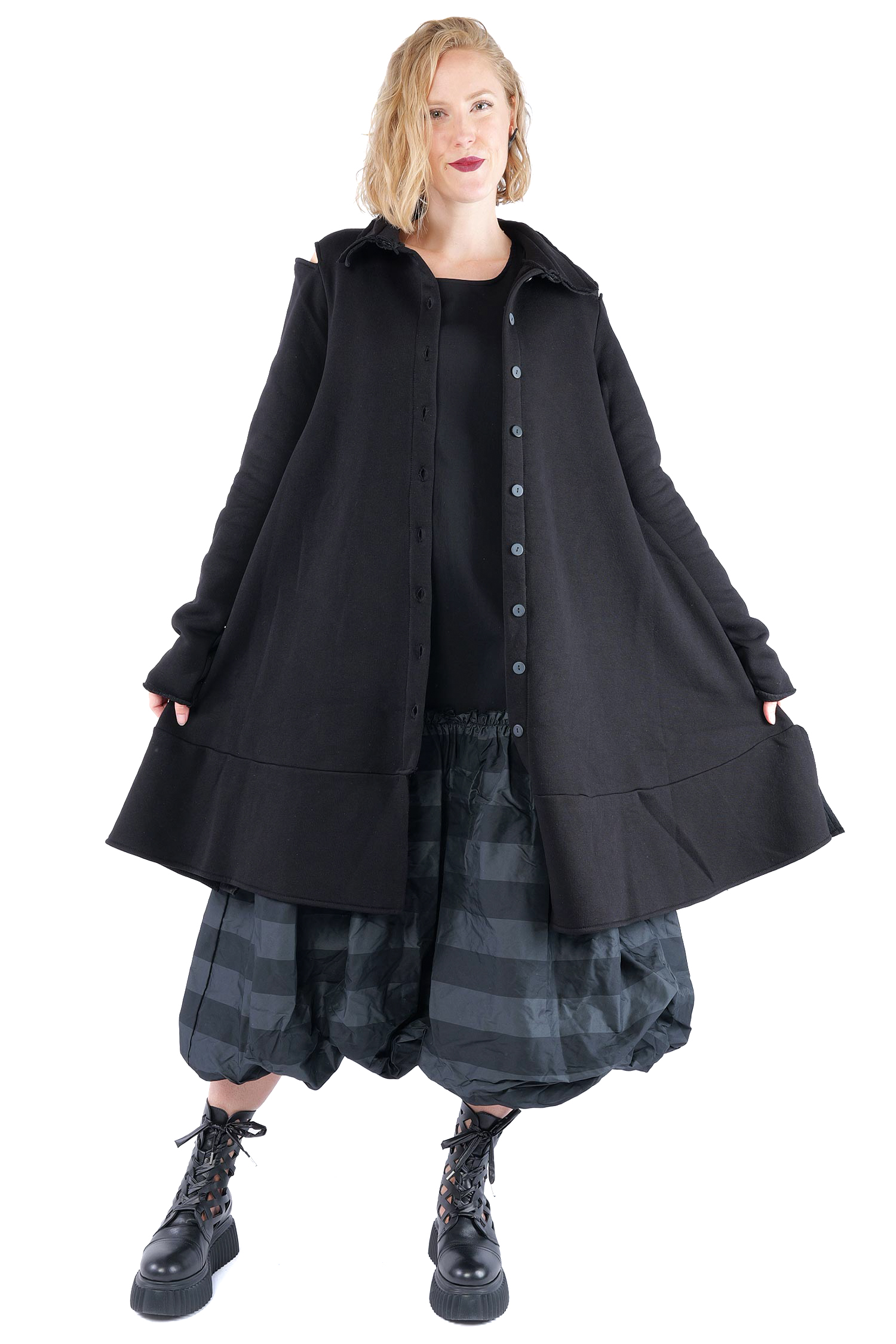Mantel-Kleid - Schwarz - 1158