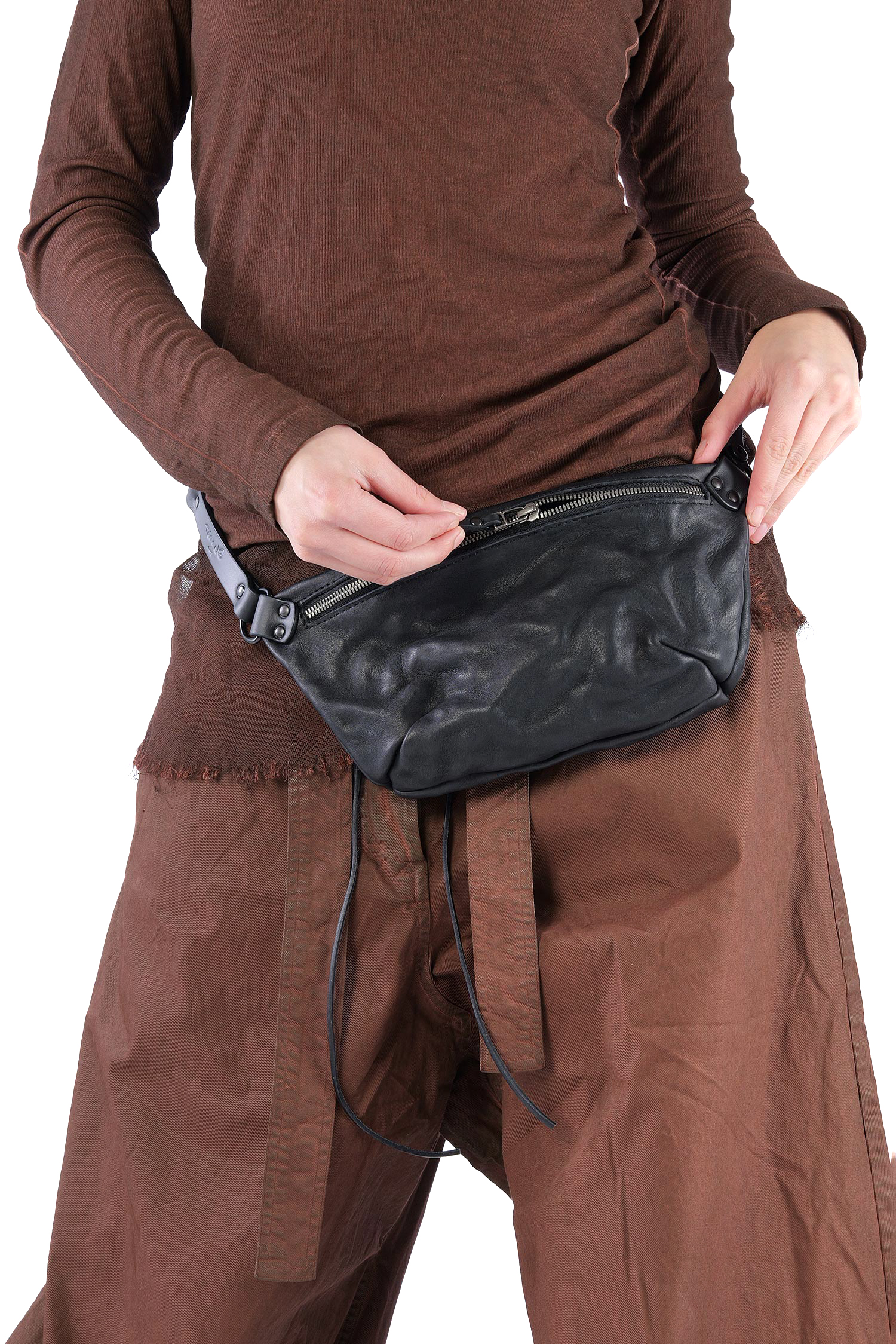Leder Gürteltasche - schwarz - Amos