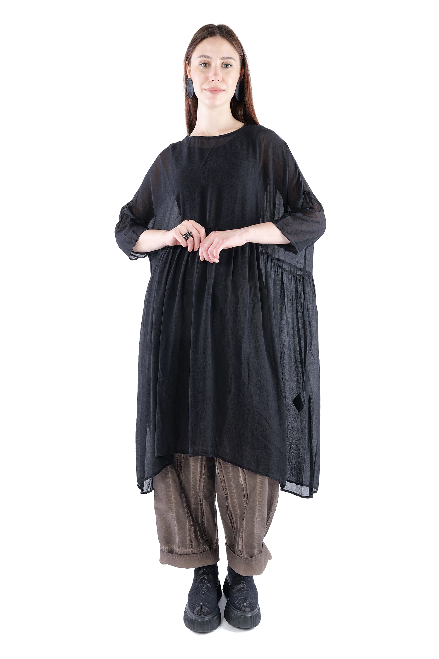 Oversize Seidenkleid - Schwarz - Meinsein