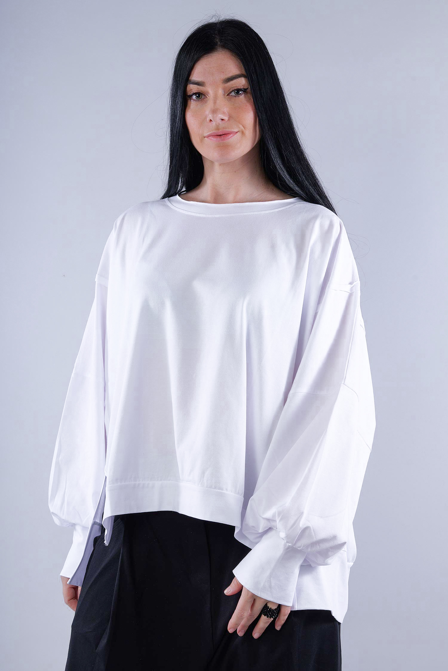 Oversize Jersey Pullover - Weiß - 26.1-KHJ123