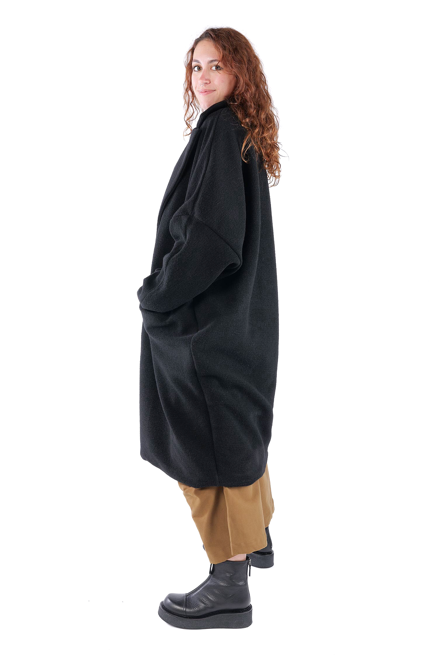 Oversize Wintermantel - Schwarz - S491