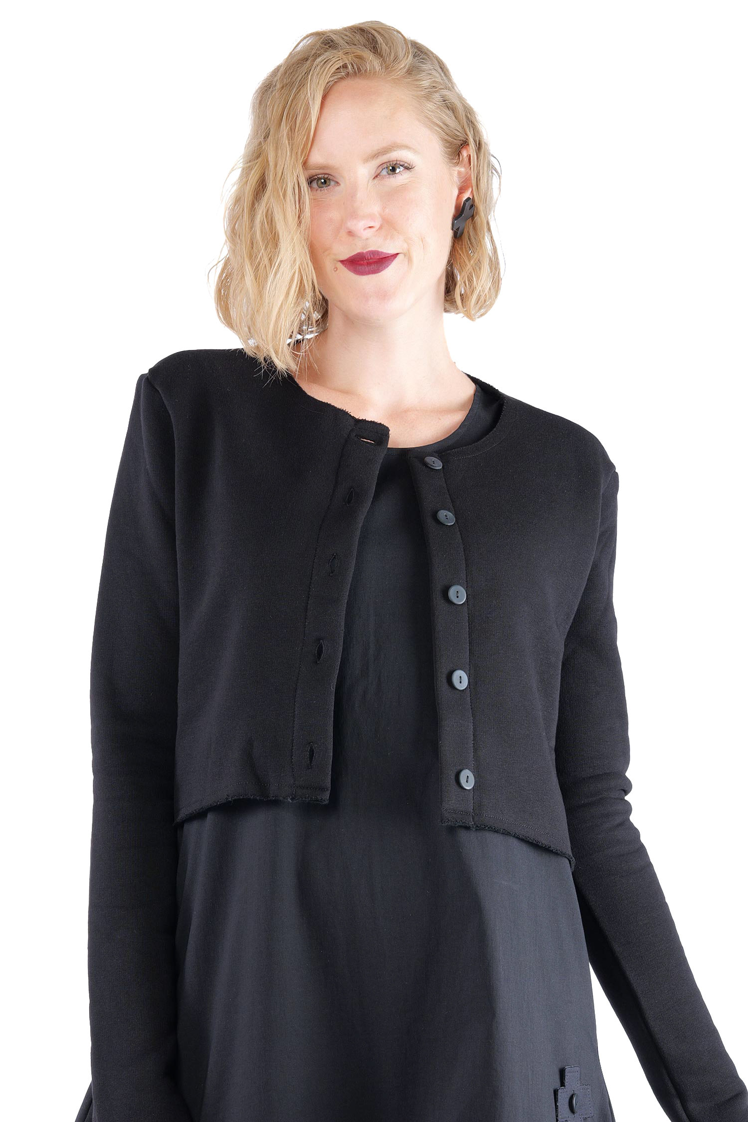 Kurze Sweatjacke - Schwarz - 2121