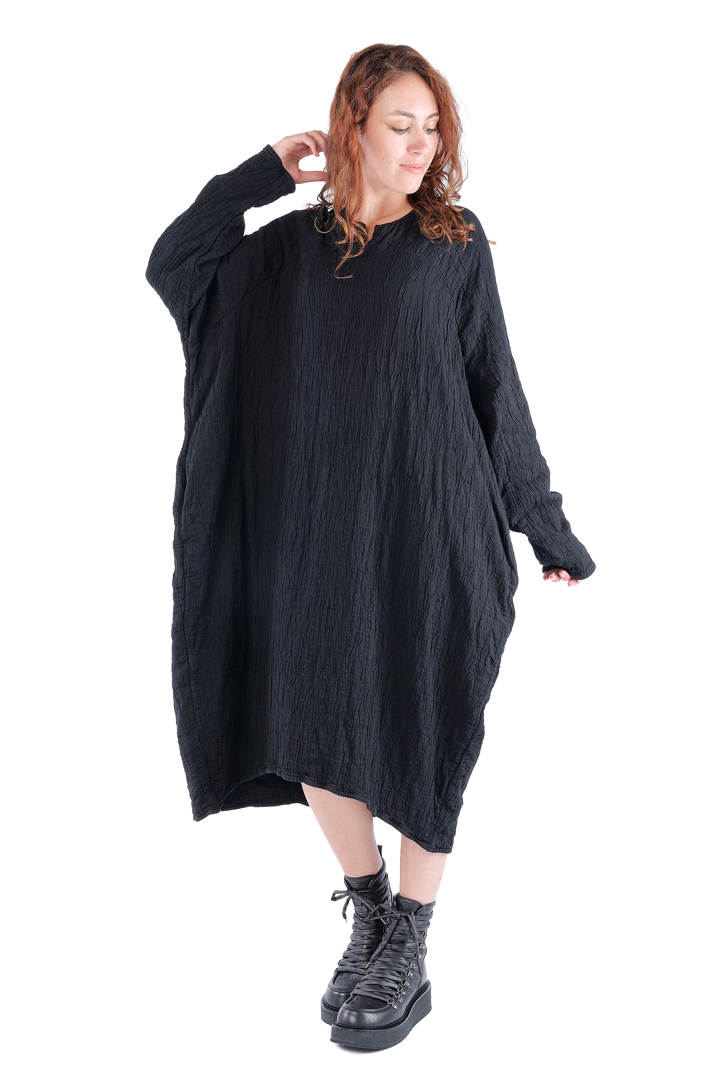 Tulpiges Oversizekleid - Schwarz - Hausleib
