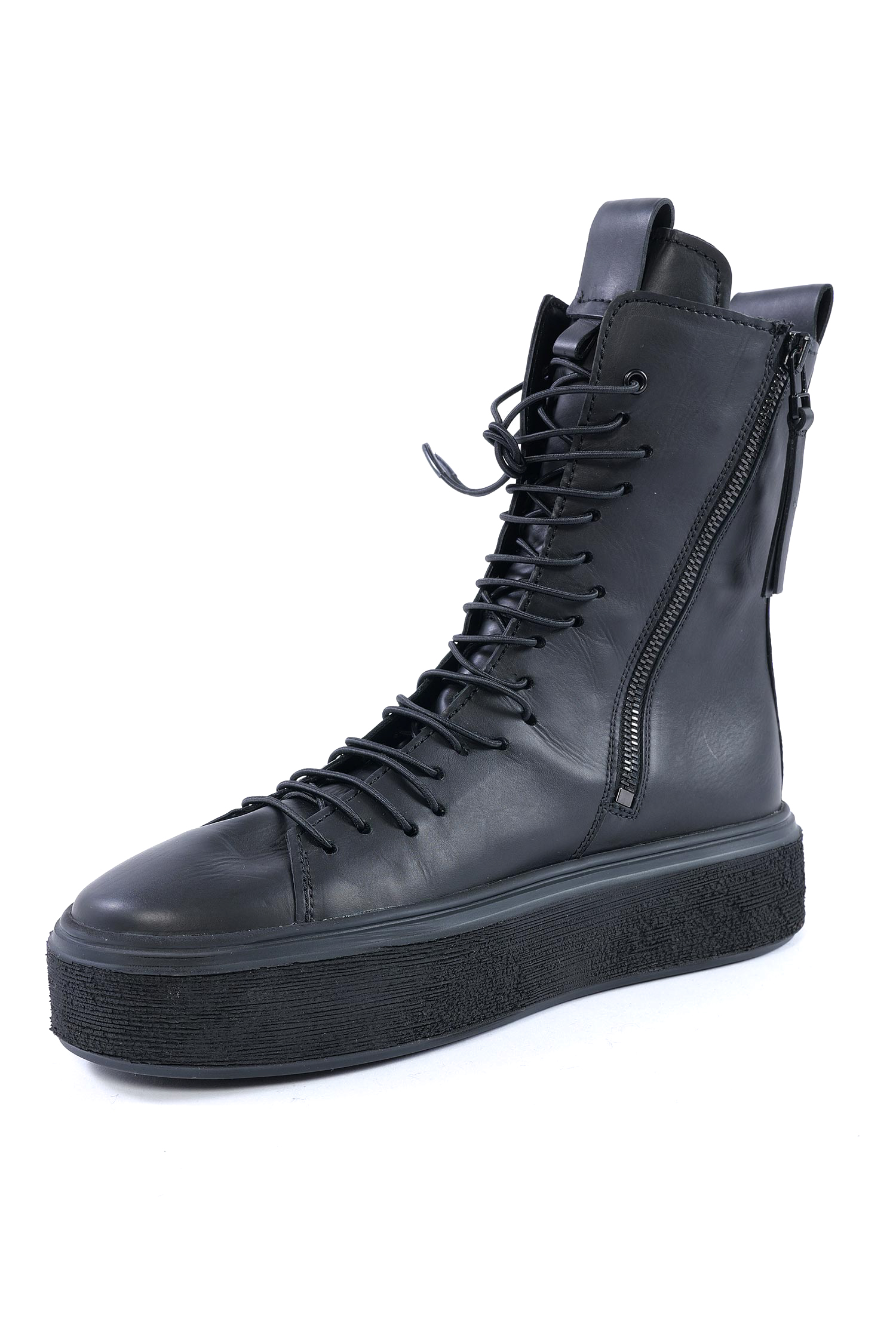 High-top leather sneakers - Black - 907108