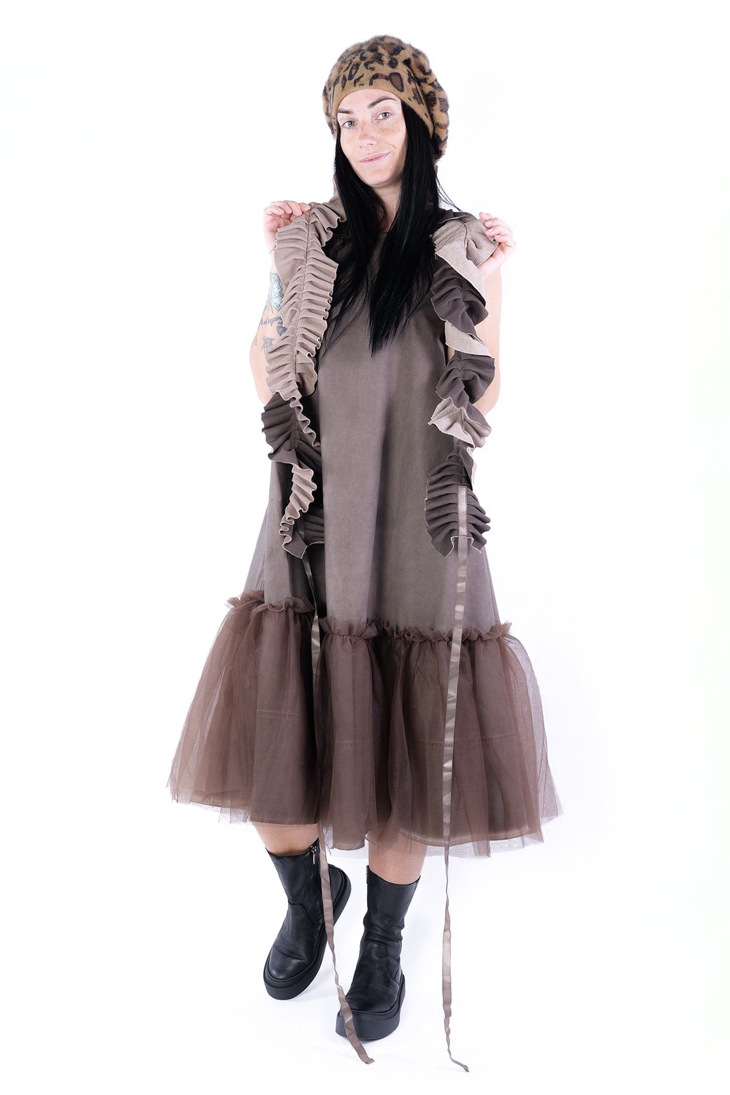 Rüschenschal - chocolate - 1750