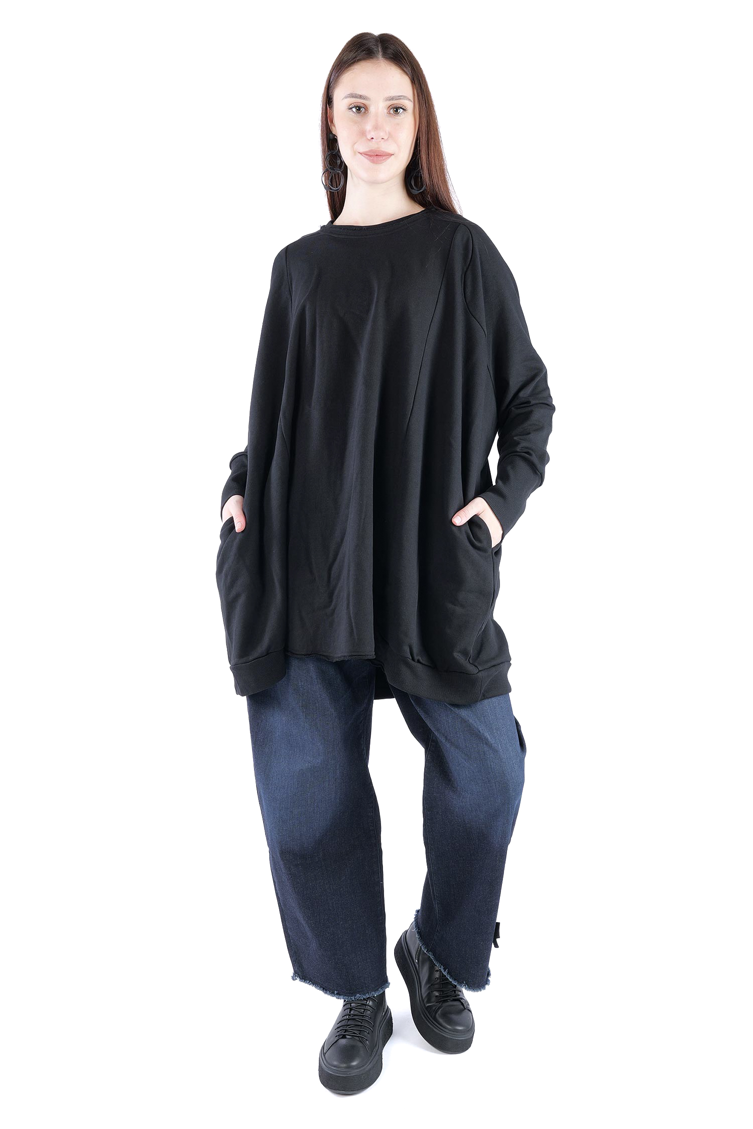 Oversize Sweatpullover - Schwarz - 2139