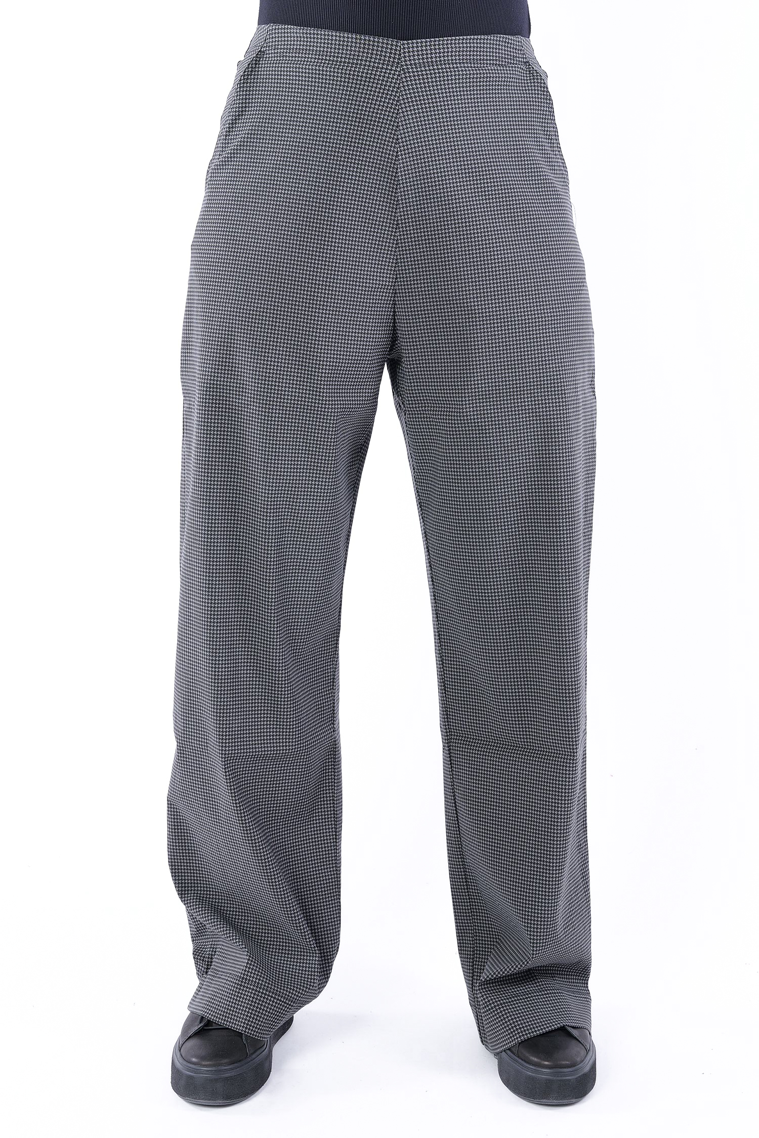 Lange weite Stretchhose - Black check - 2253440135