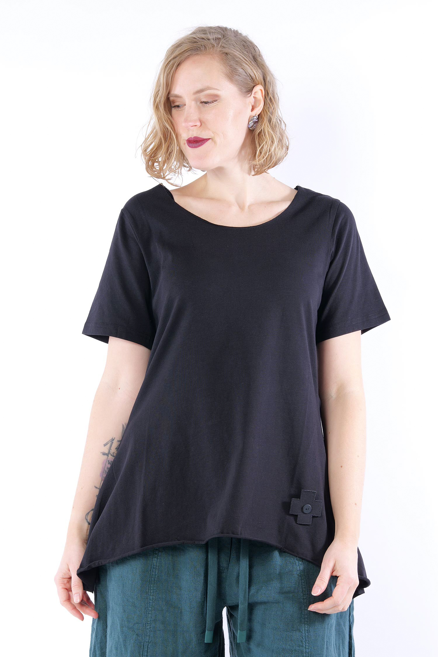 T-Shirt mit A Linie - Schwarz - 5086