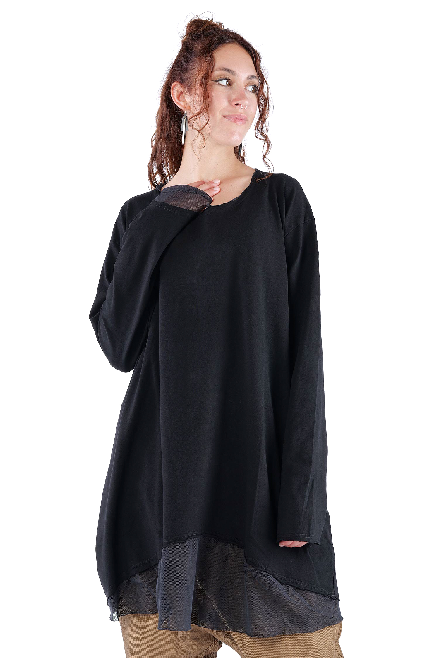 Tunika mit Tüll - Schwarz - 2263510503