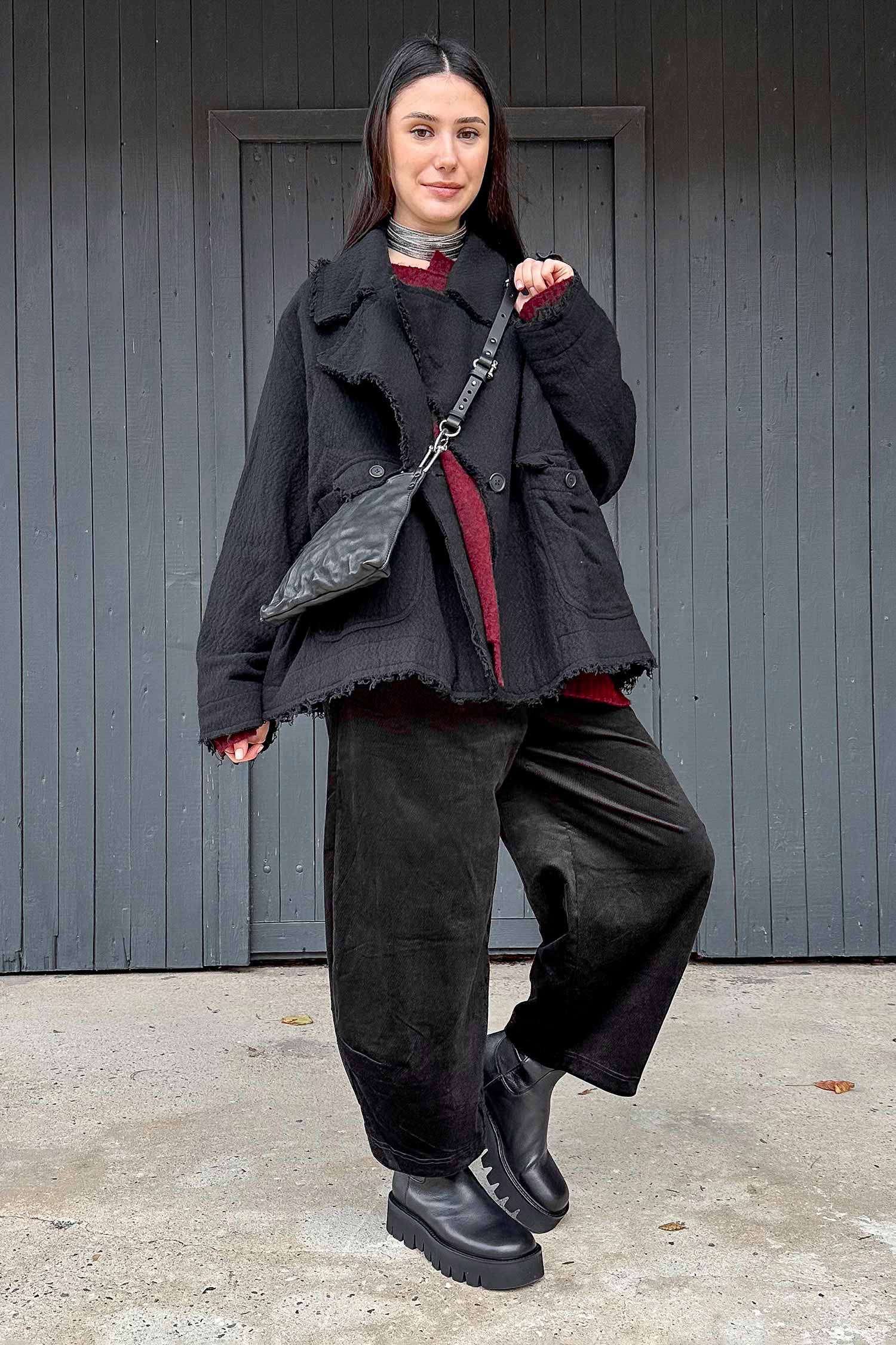 Frayed winter jacket - Black - 2263281102