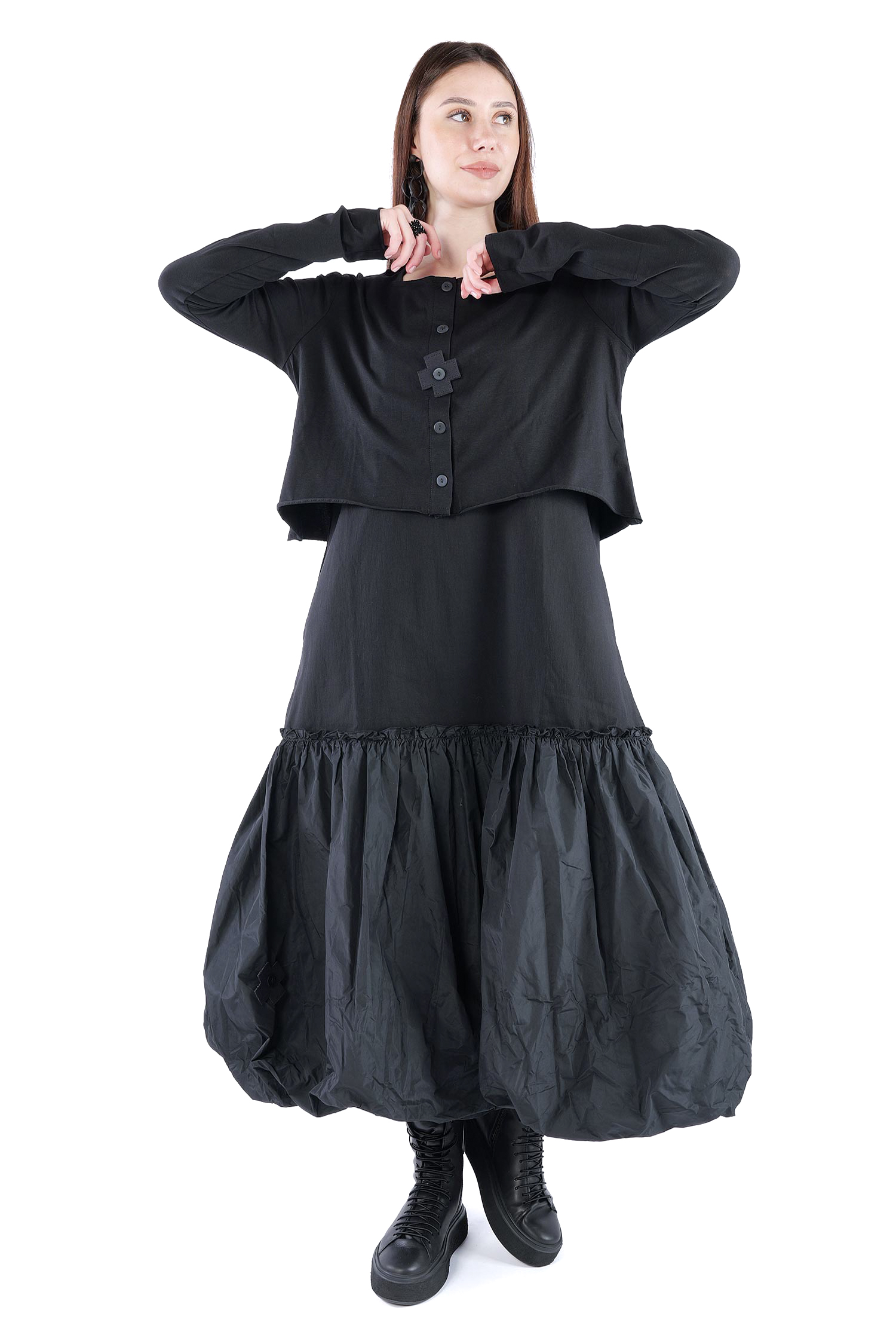 Kurze Jerseyjacke - Schwarz - 2131