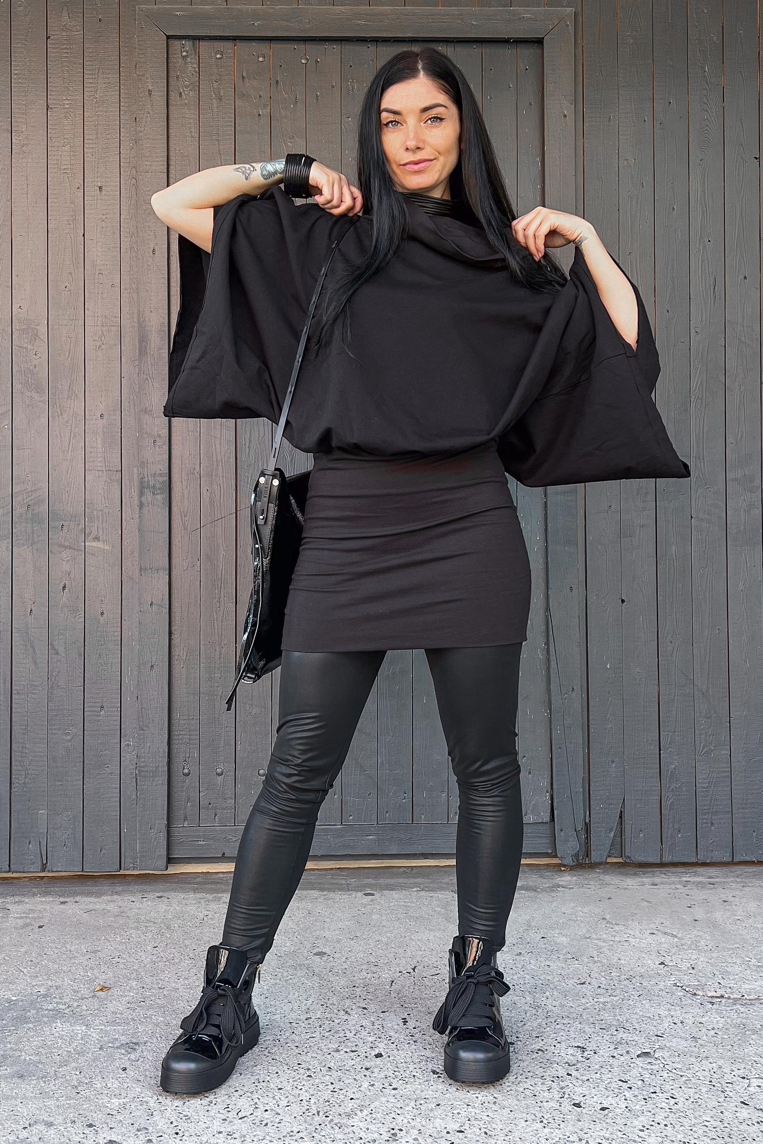 Fledermaus Kleid - Schwarz - 25563