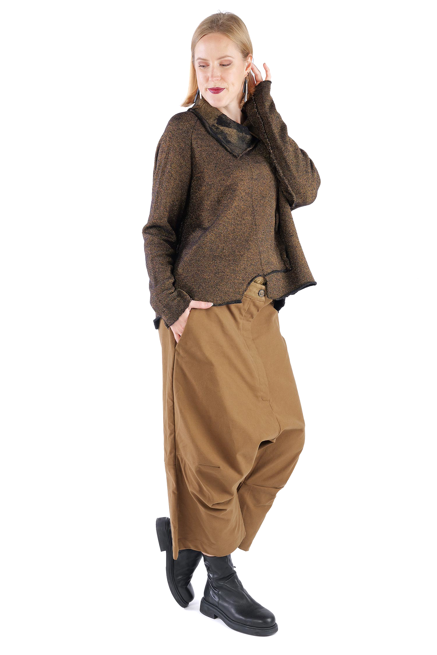 Oversize Wollpullover - Black gold - 2261680703