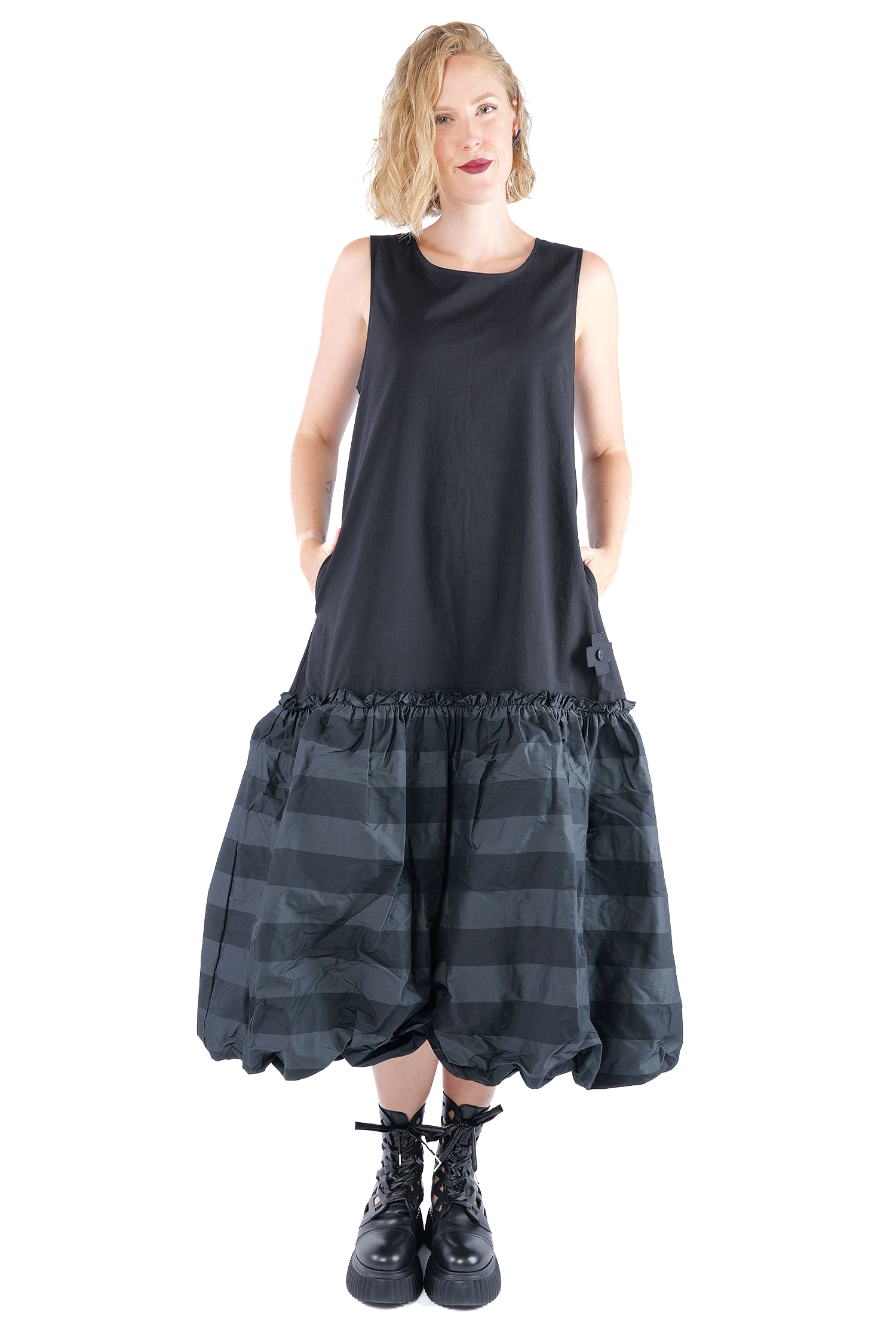 Stretchkleid - Black widestripe - 1163