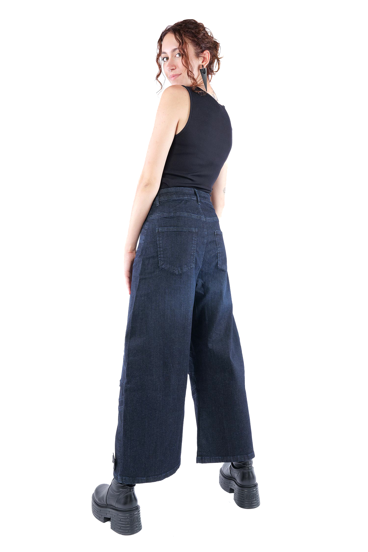 Weite Stretch-Jeans - Darkblue - 10020