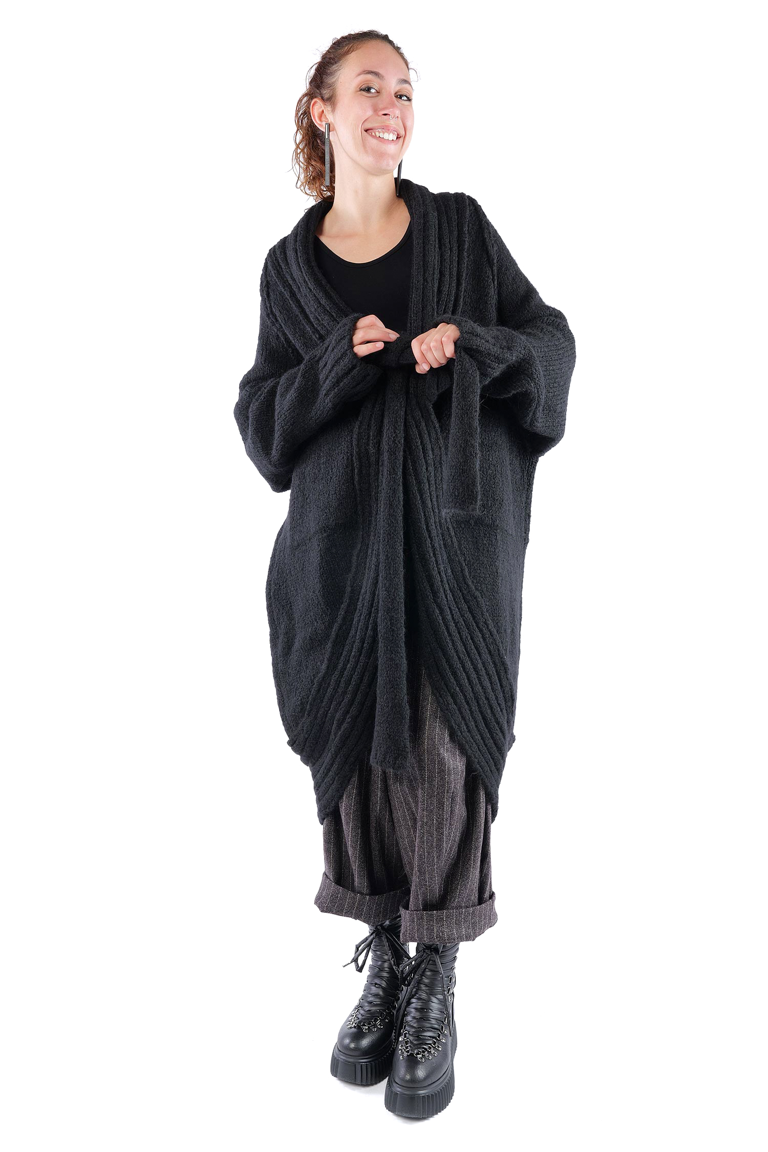 Oversize Cardigan - Schwarz - Serpent