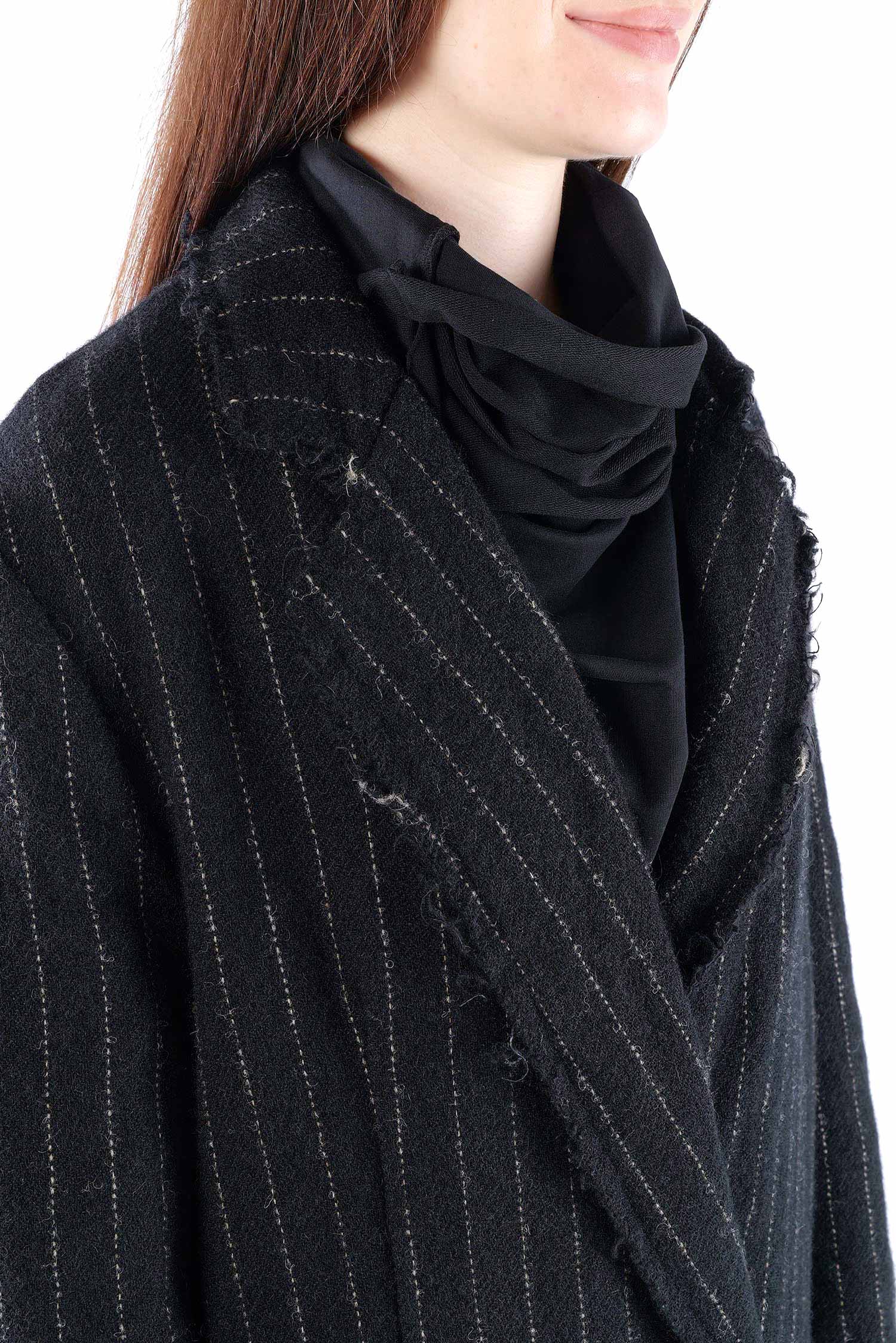 Langer Wollmantel - Black stripe - 2261151210