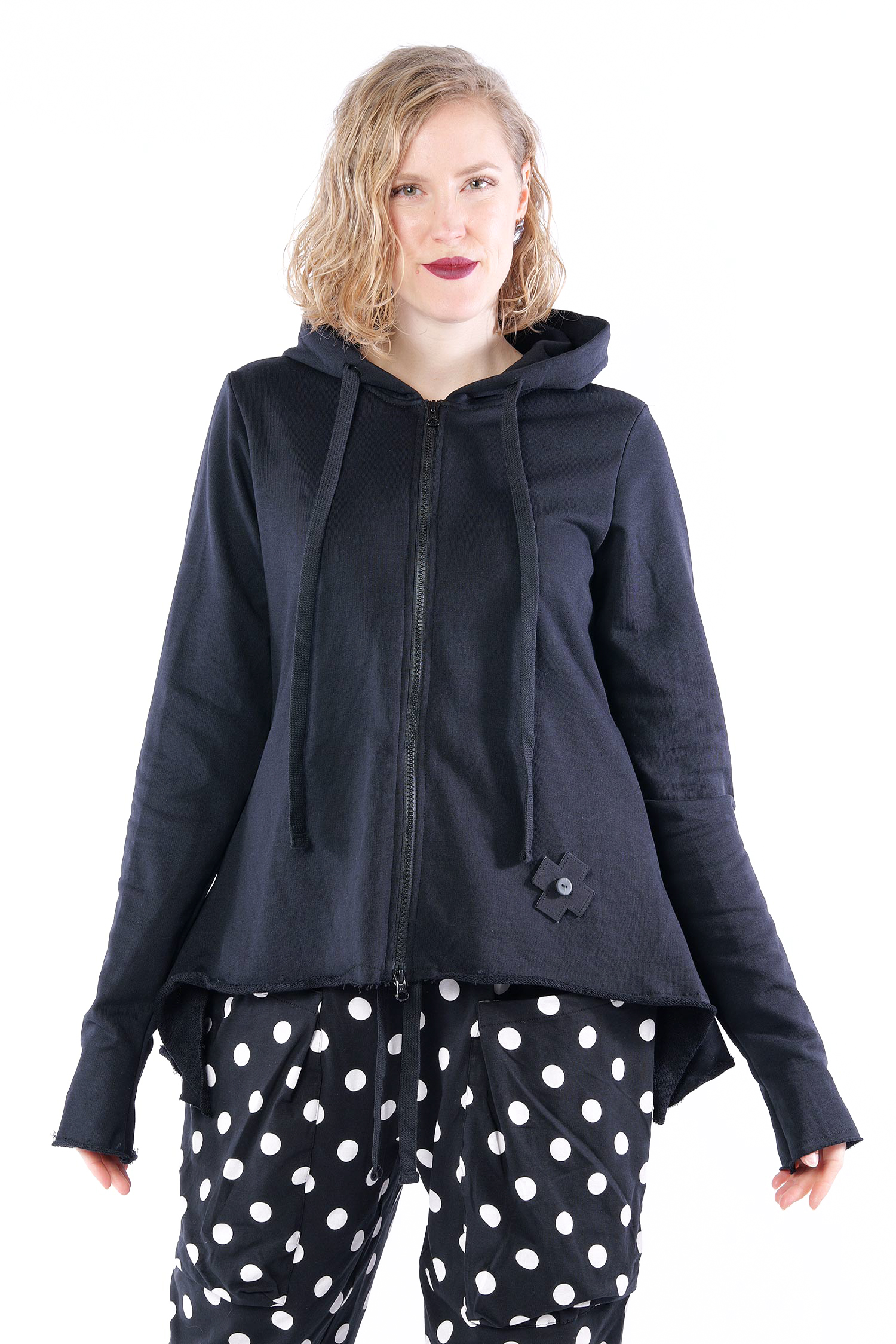 A-Linien Sweatjacke - Schwarz - 2119