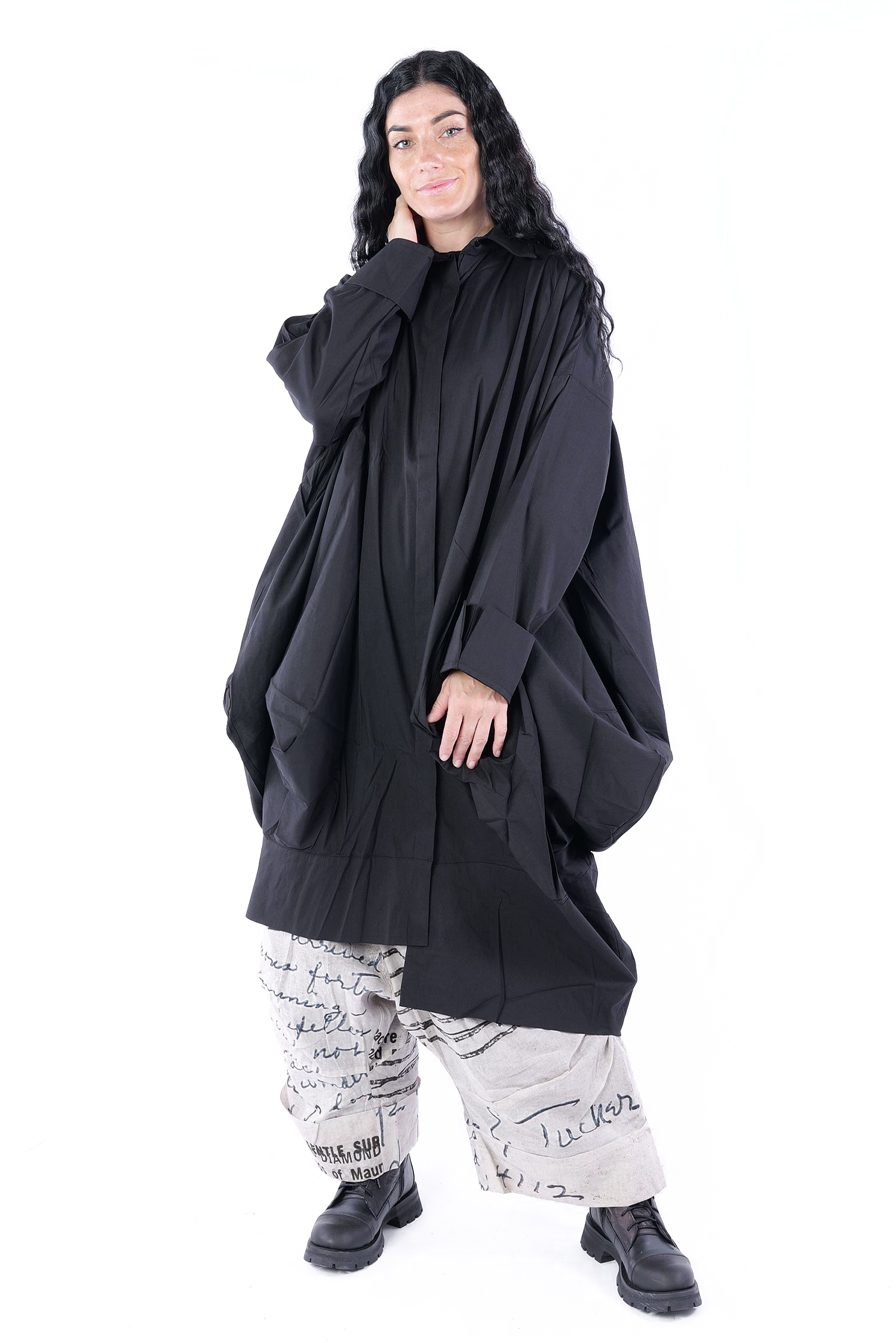 Oversize Bluse - Schwarz - 23597