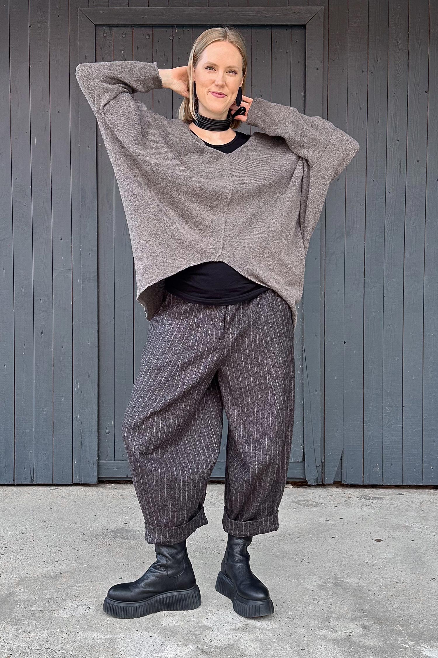 Fine knit pullover - Faded brown - Jojo