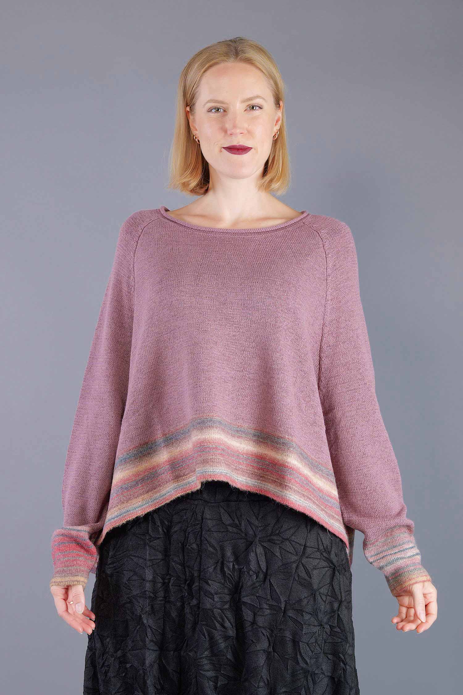 Oversized knitted pullover - Crystal stripe - 2263720703