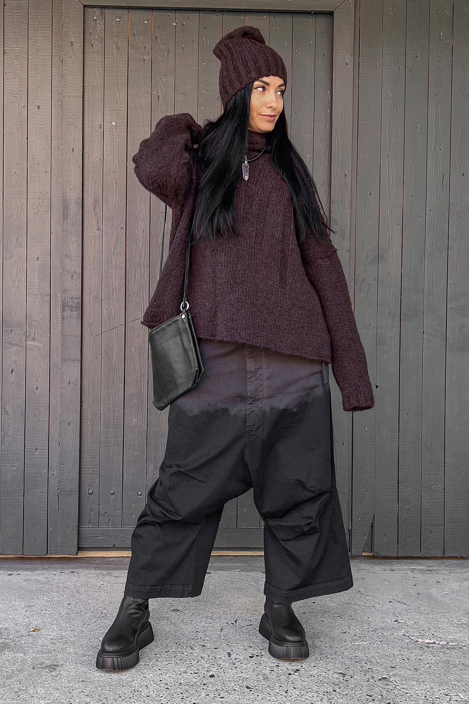 Grobstrickpullover - Smoke burgundy - Vanova