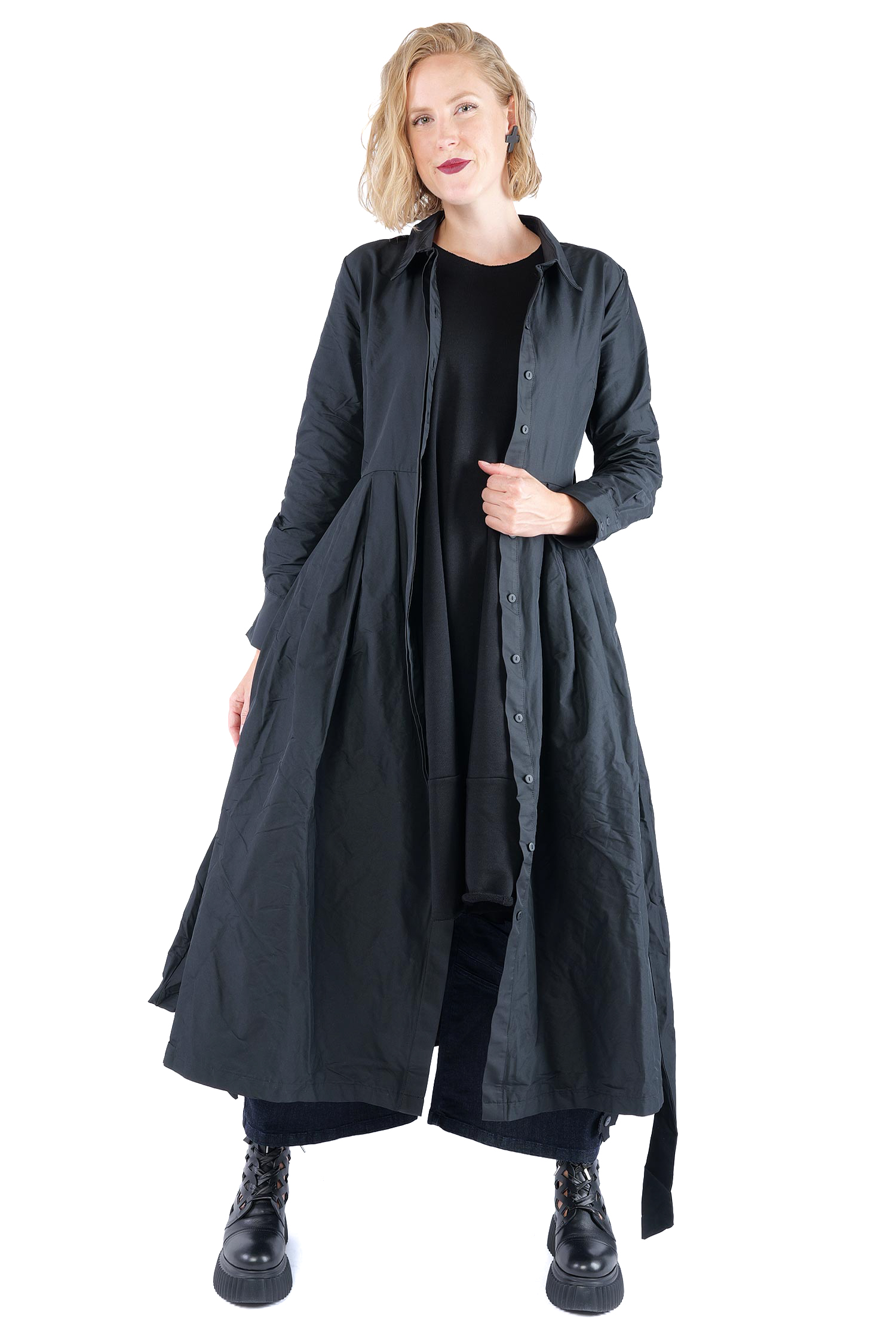 Taft Mantel-Kleid - Schwarz - 1162