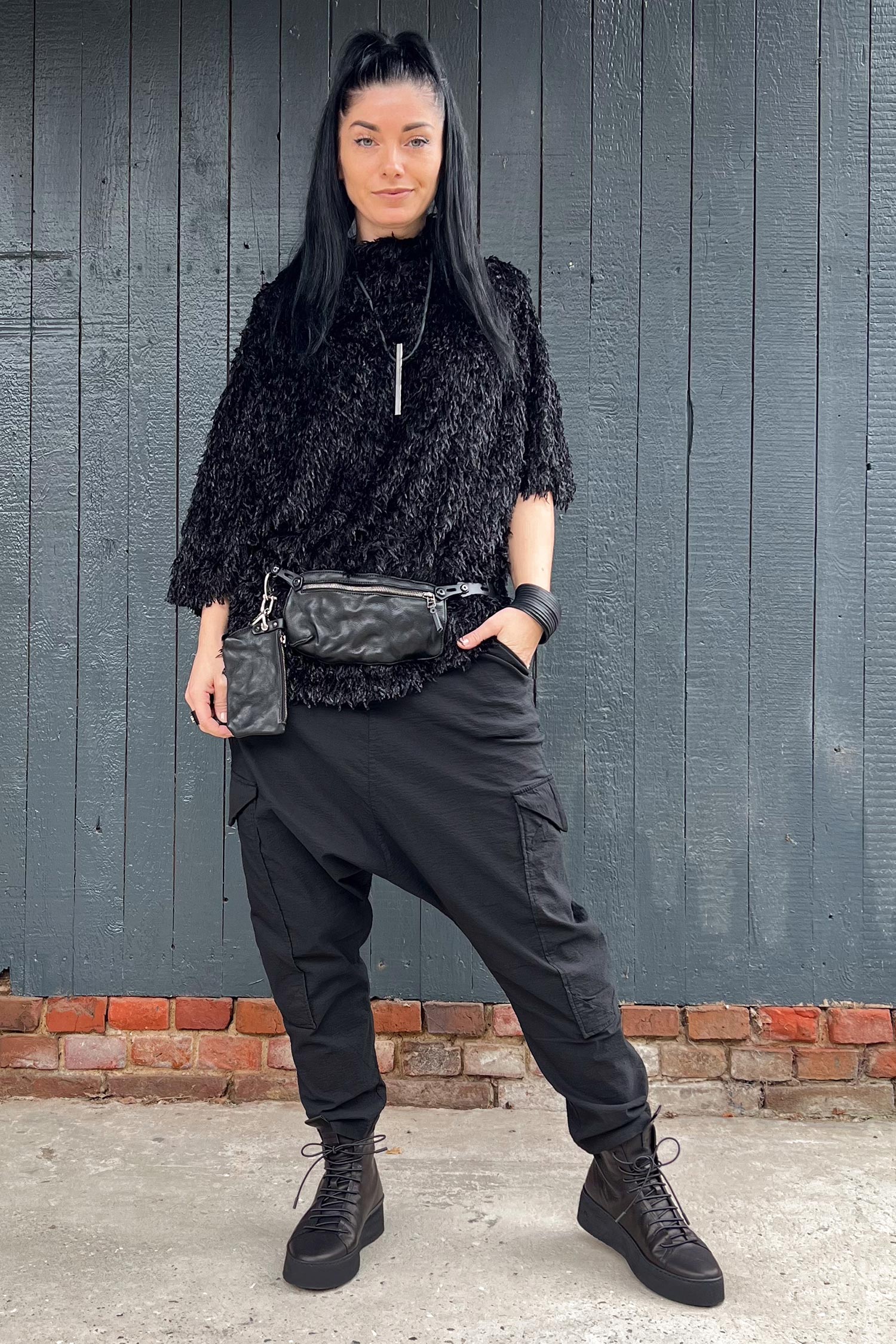 Leather belt bag - black - Omi