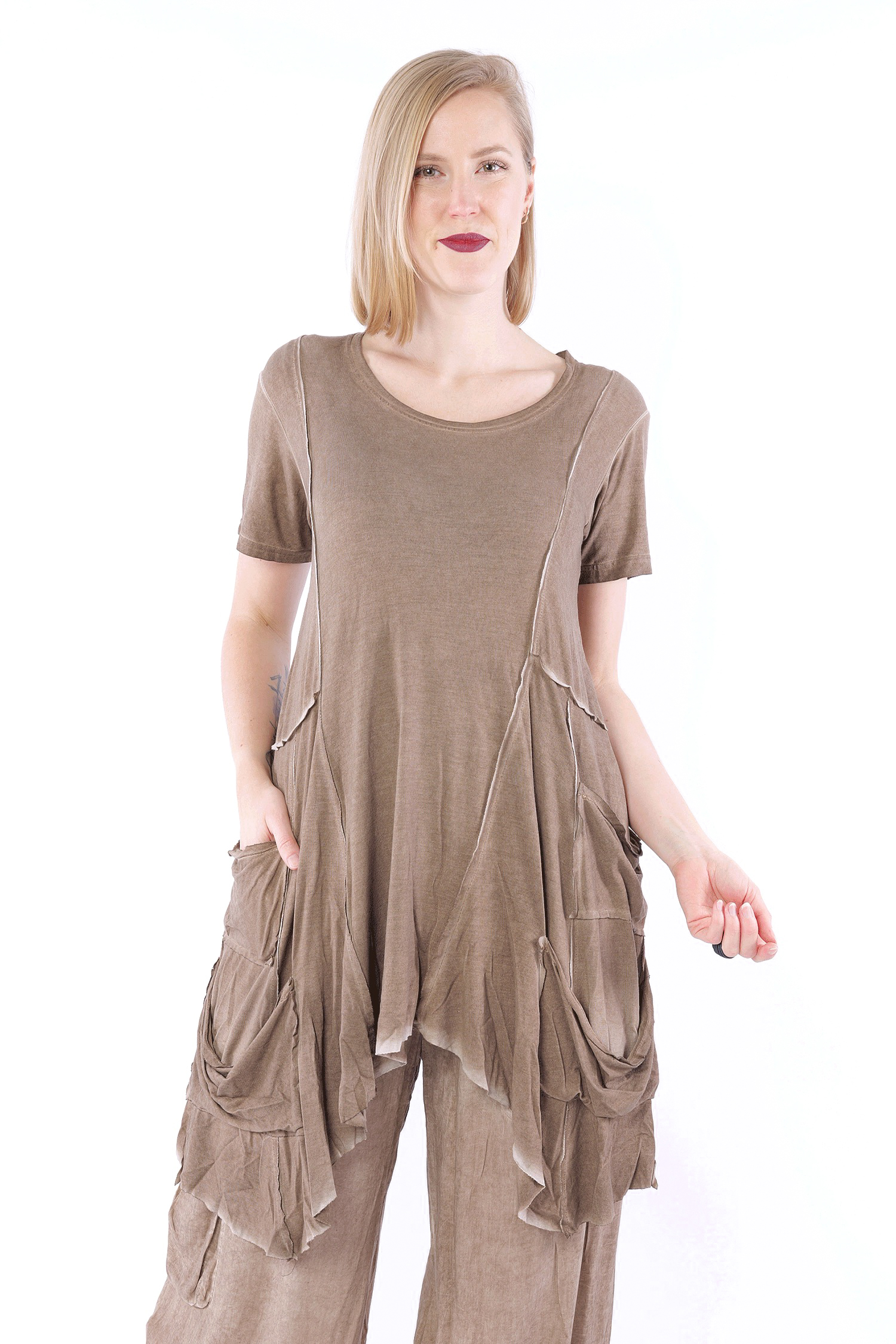 T-Shirt mit Taschen - Braun - 26039 (2611041039)