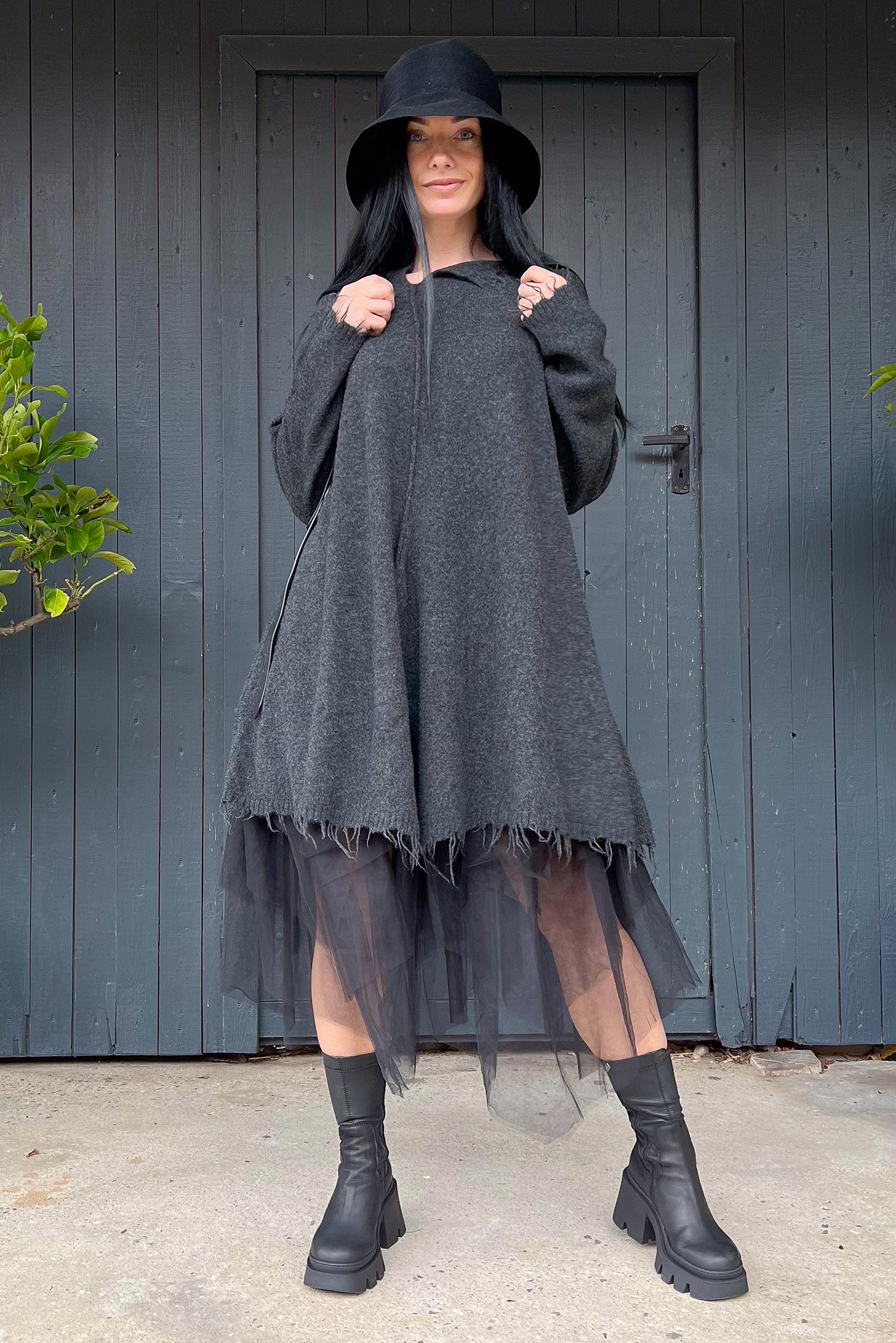 Oversize Stricktunika - Crow mel - 2251537004
