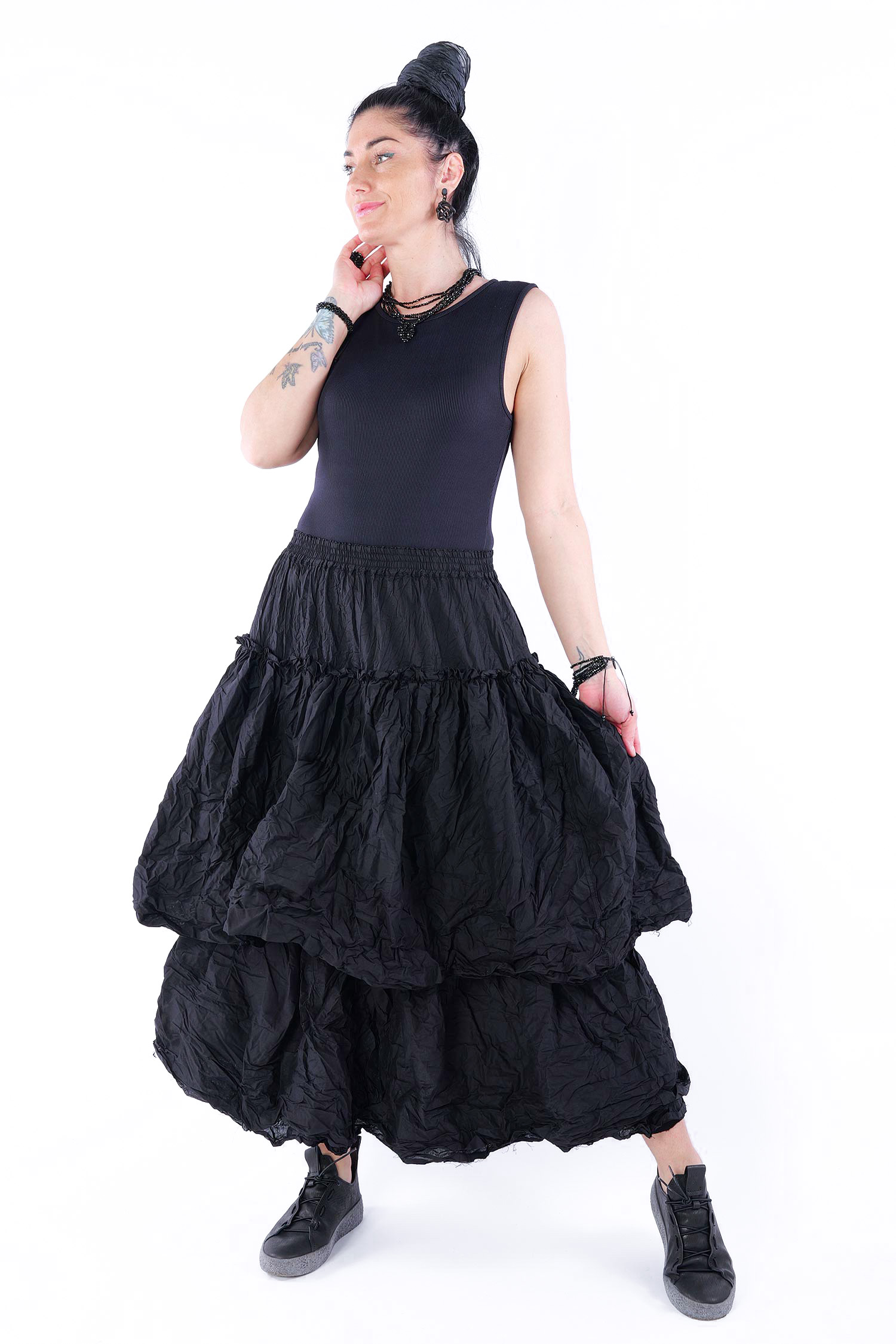 Multi-layered skirt - Black - Elorganza