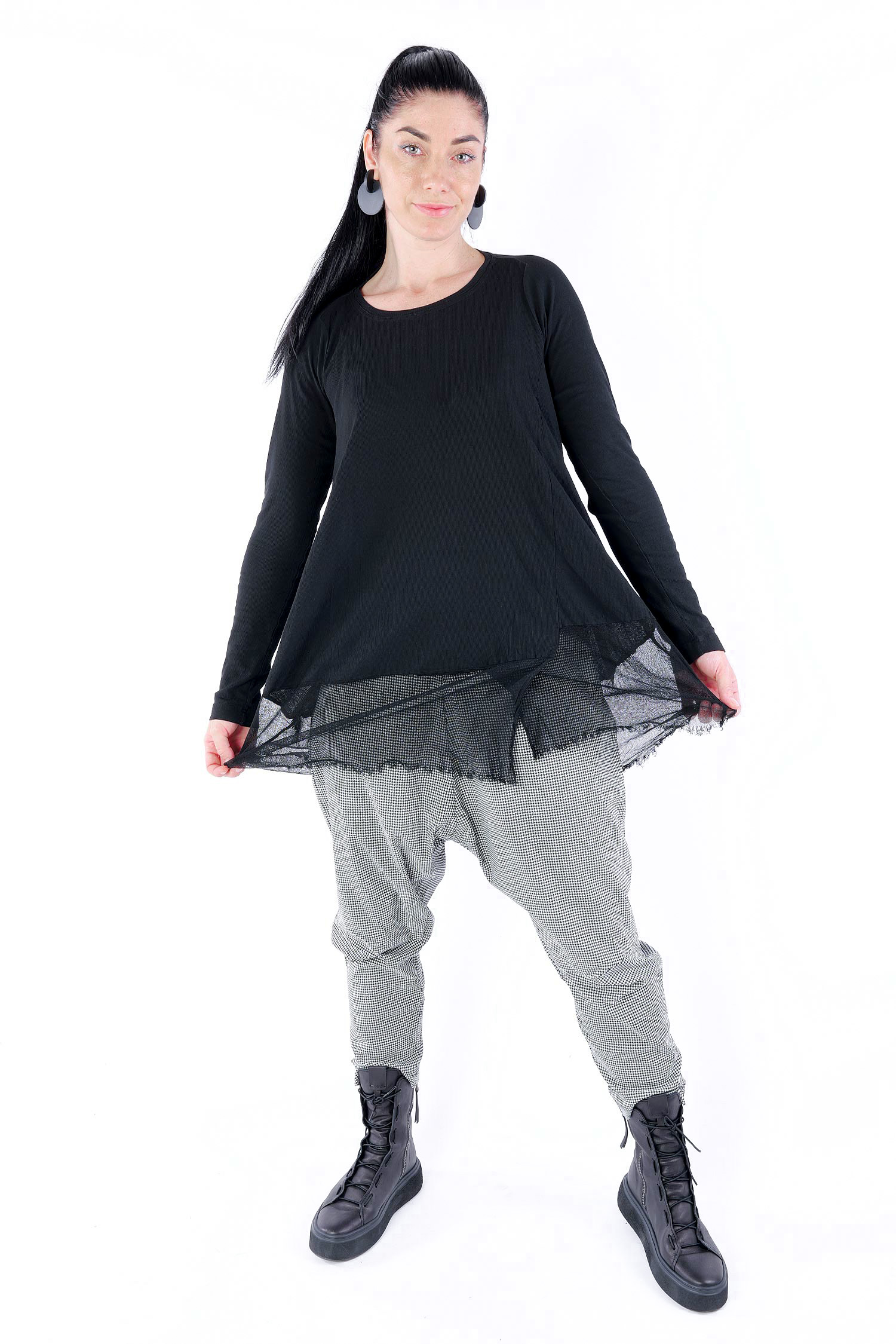 Longsleeve mit Tüll - Schwarz - 2252340505