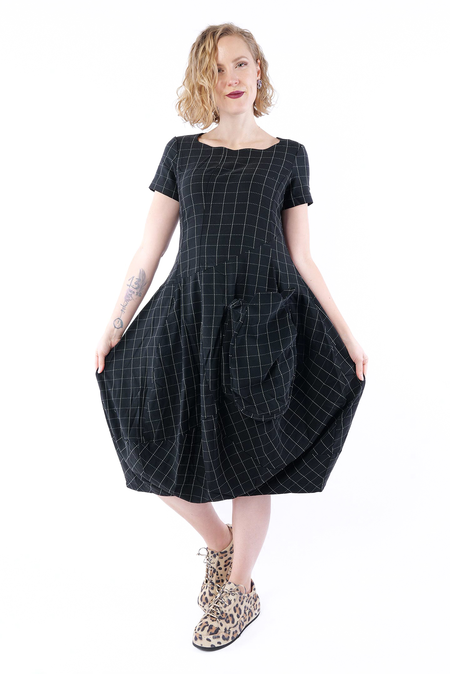 Tulpiges Stretchkleid - Black check - 1263450907