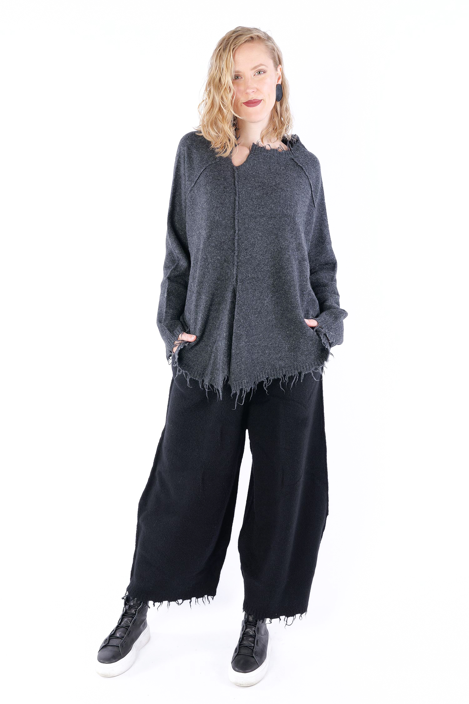 Oversize Strickpullover - Crow mel - 2251530703