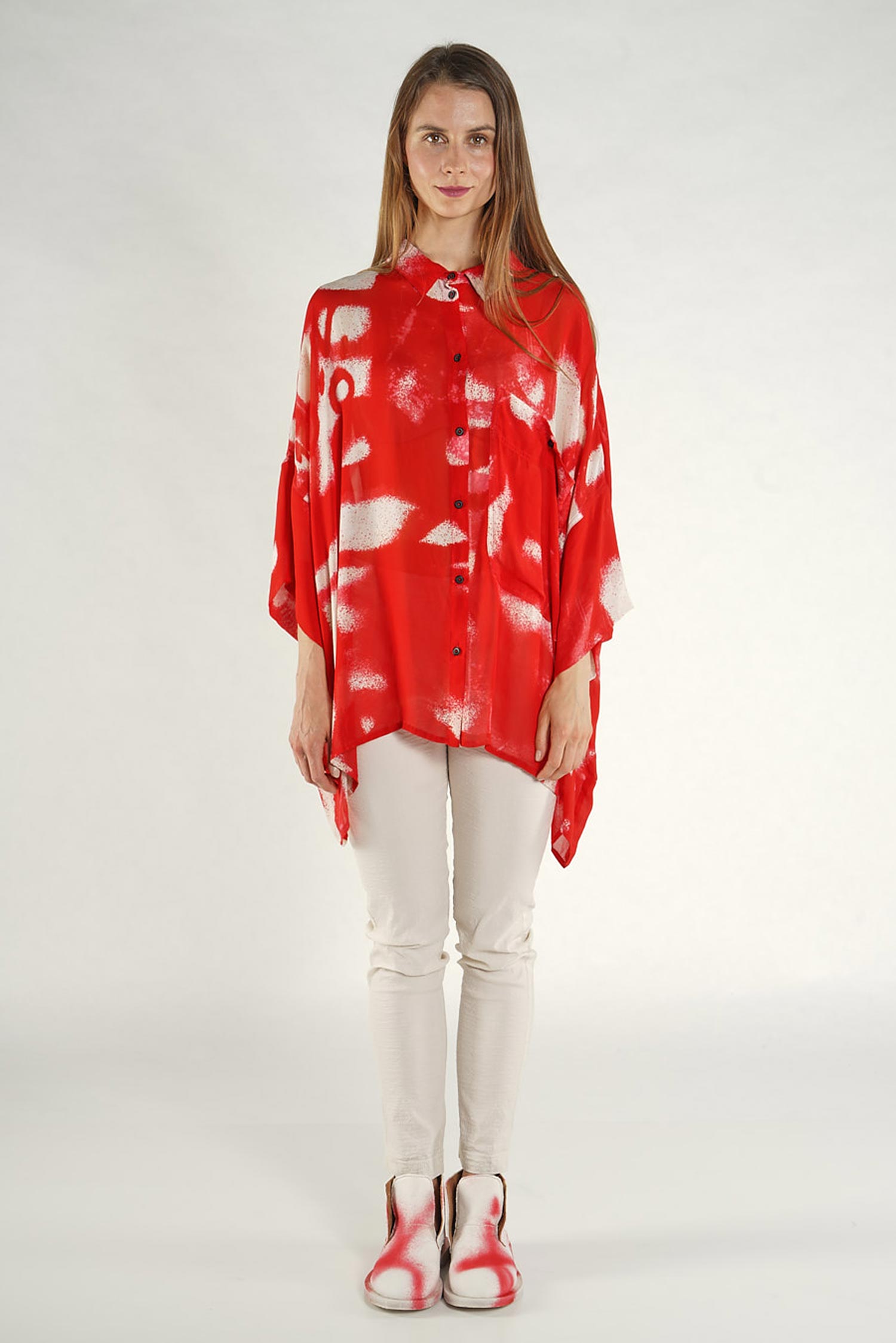 Oversize Bluse - Black print - 1261770407