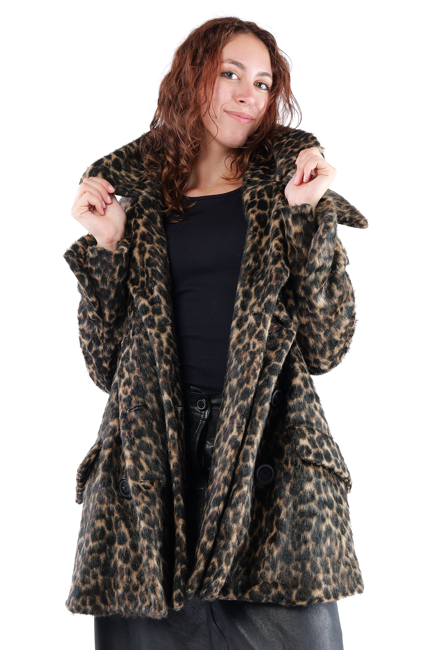 Oversized leopard fur jacket - Leo jacquard - 2261191102