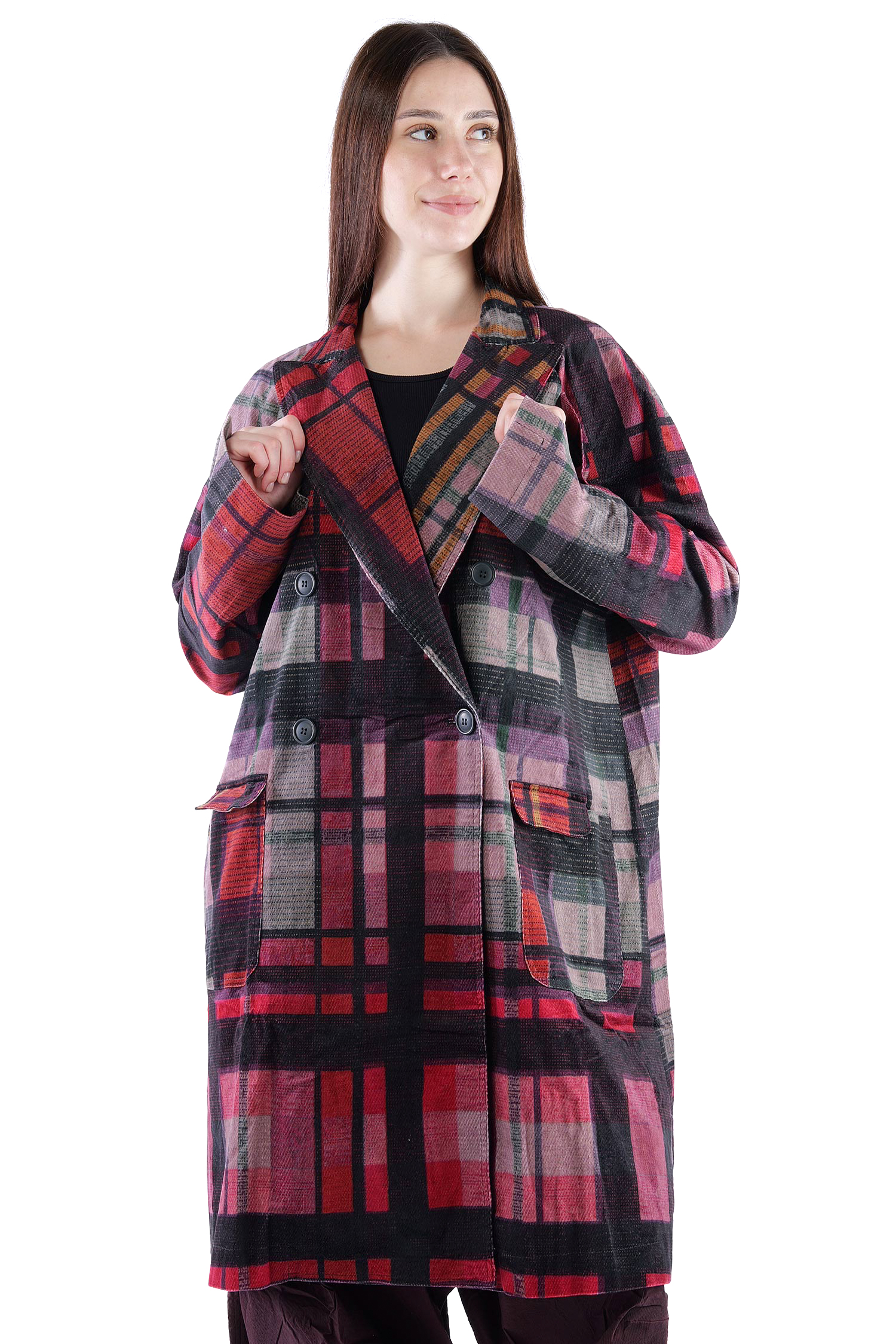 Babycord coat - Check multicolor - 2263231202