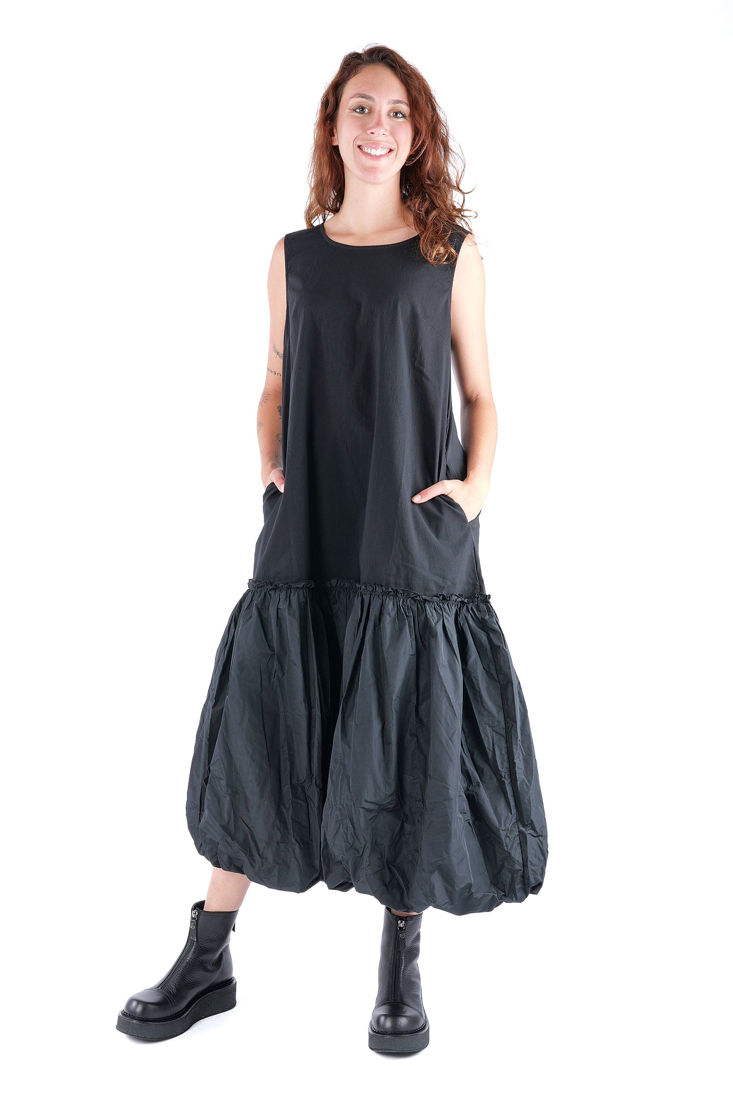 Gerüschtes Kleid - Schwarz - 1124