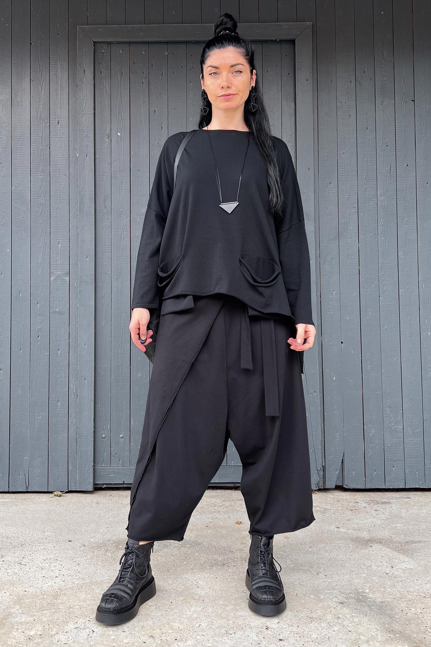 Weite Hose - Schwarz - A11-PS-T07