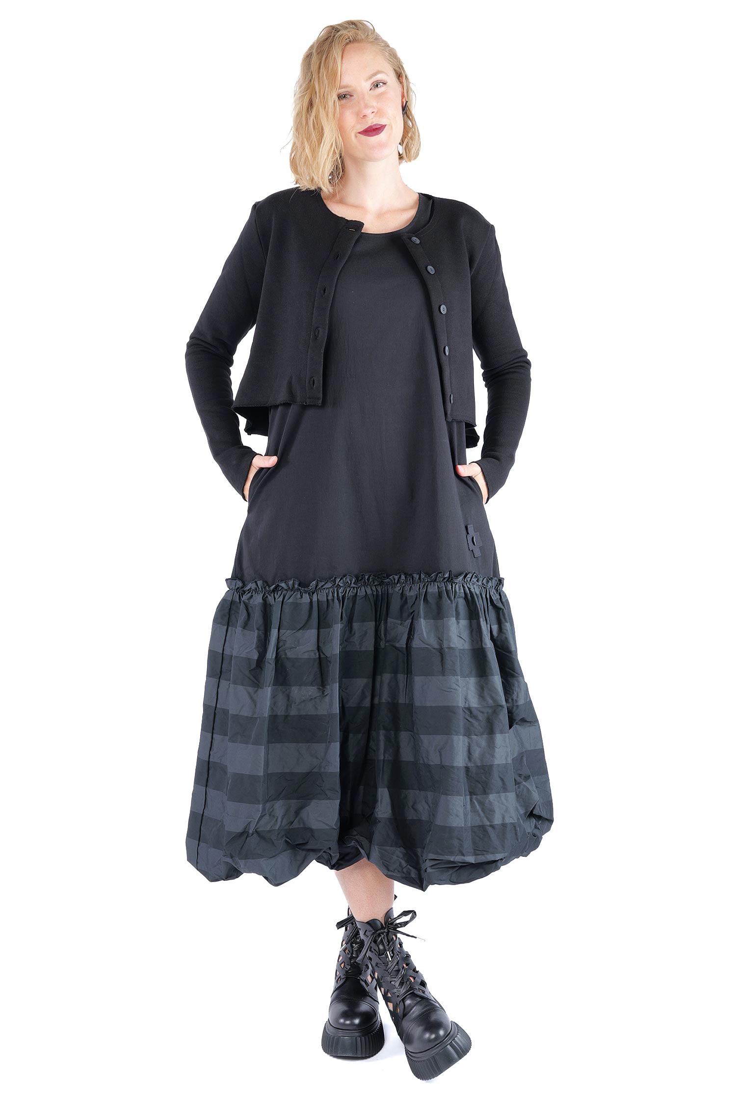 Kurze Sweatjacke - Schwarz - 2121