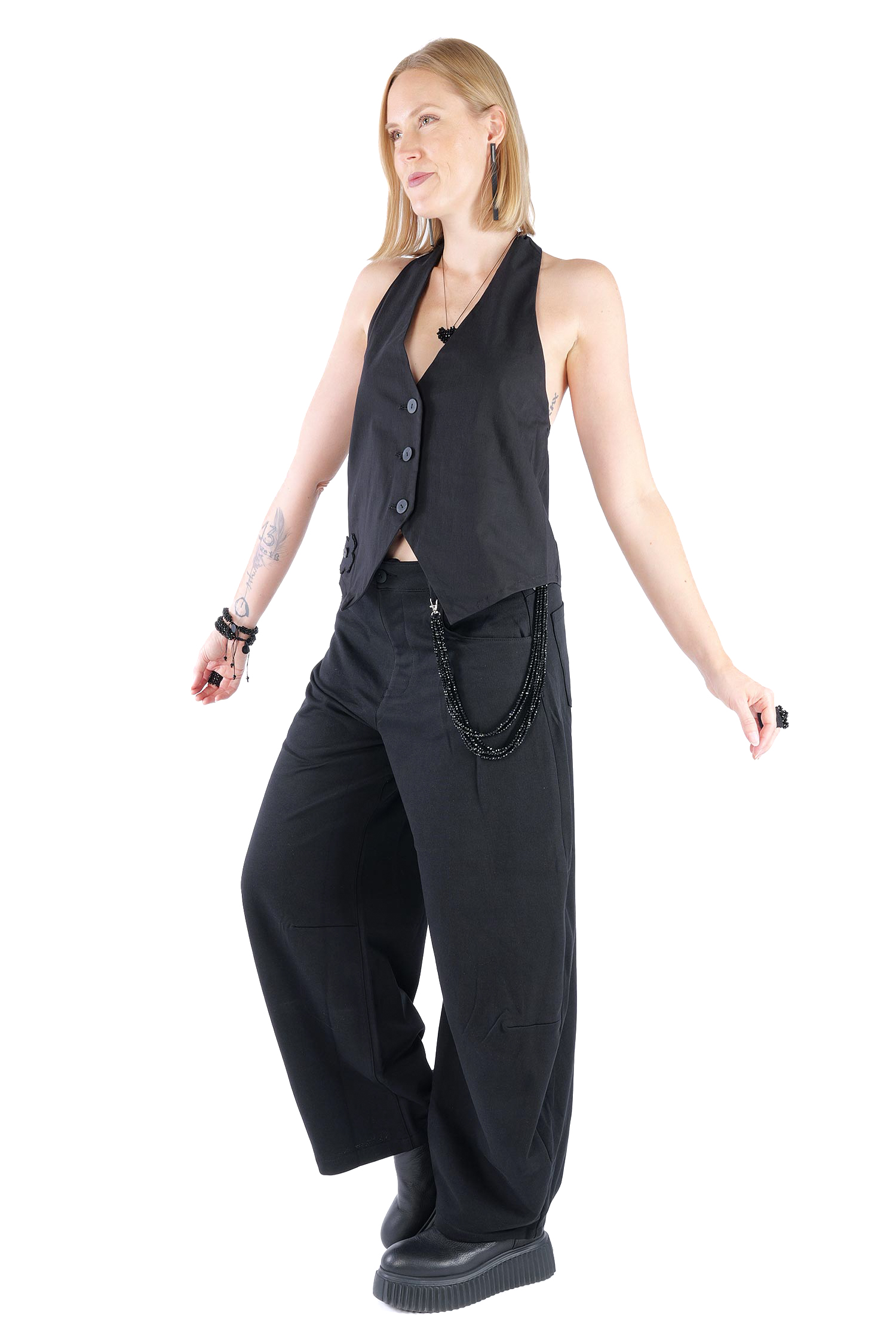 Stretch-Weste - Schwarz - 4036