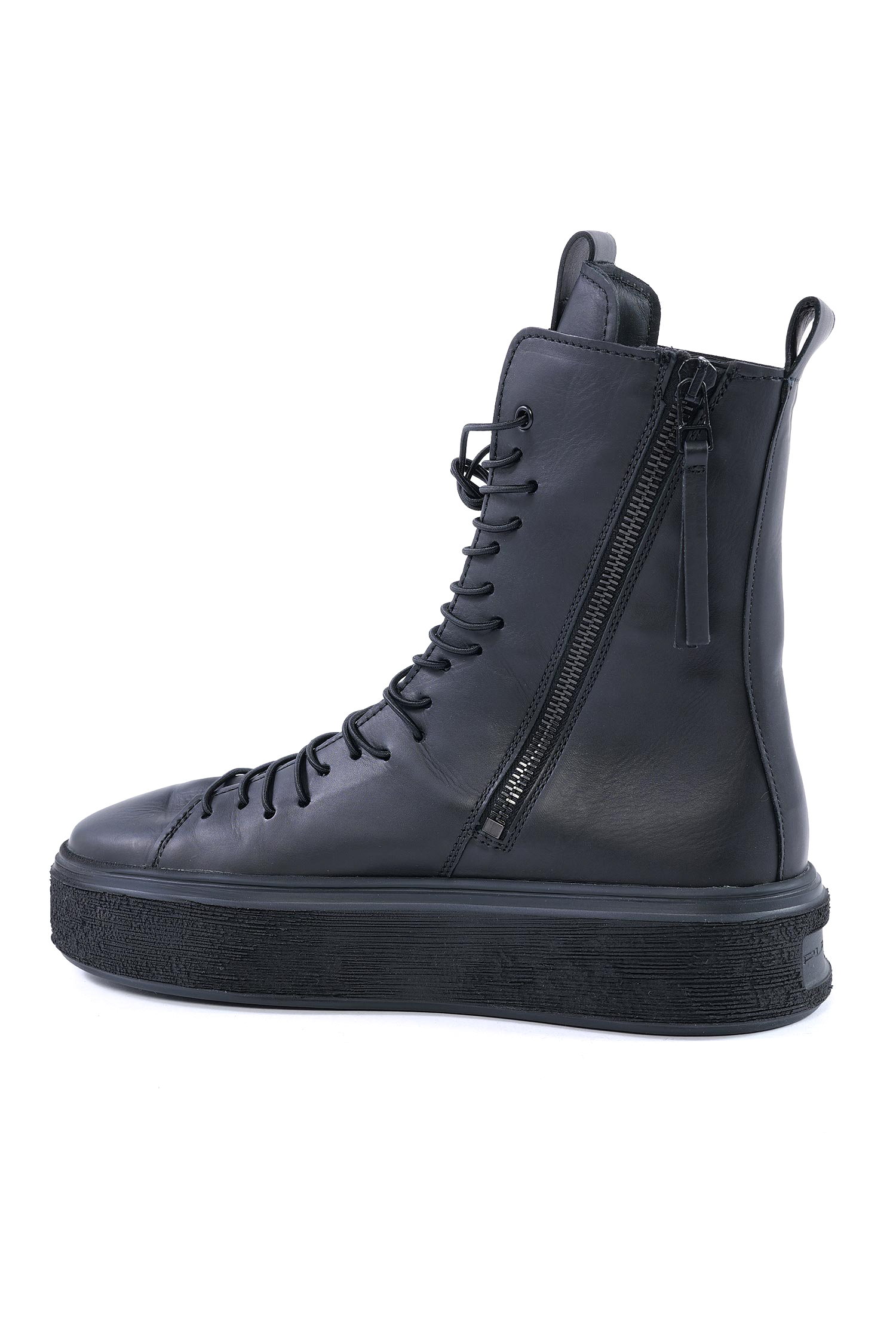 High-top leather sneakers - Black - 907108