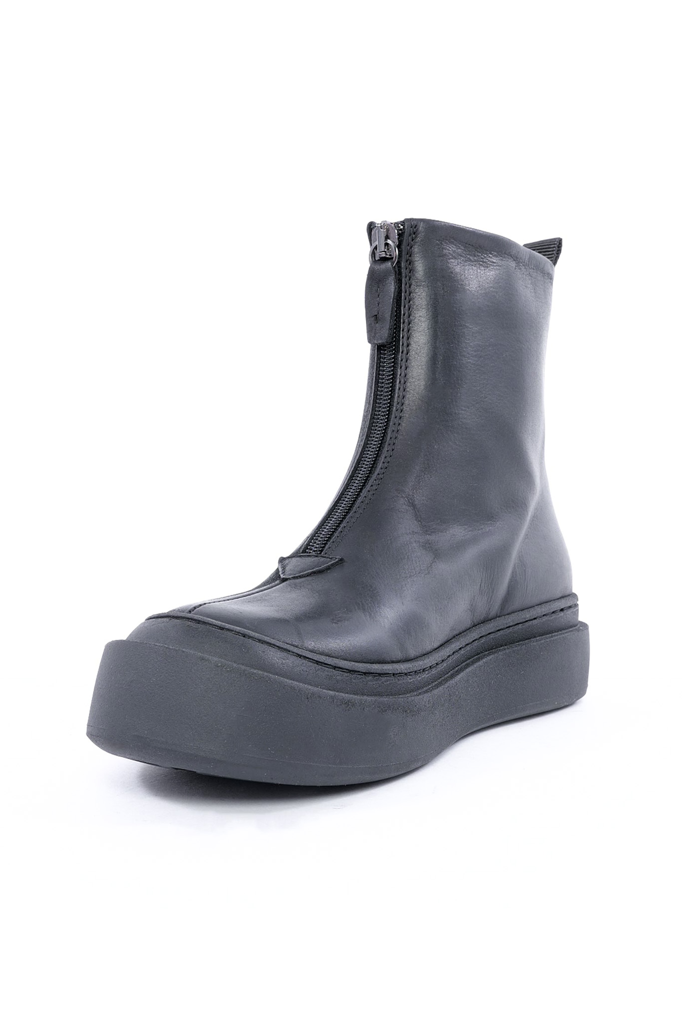 Leder Stiefelette - Schwarz - 8283