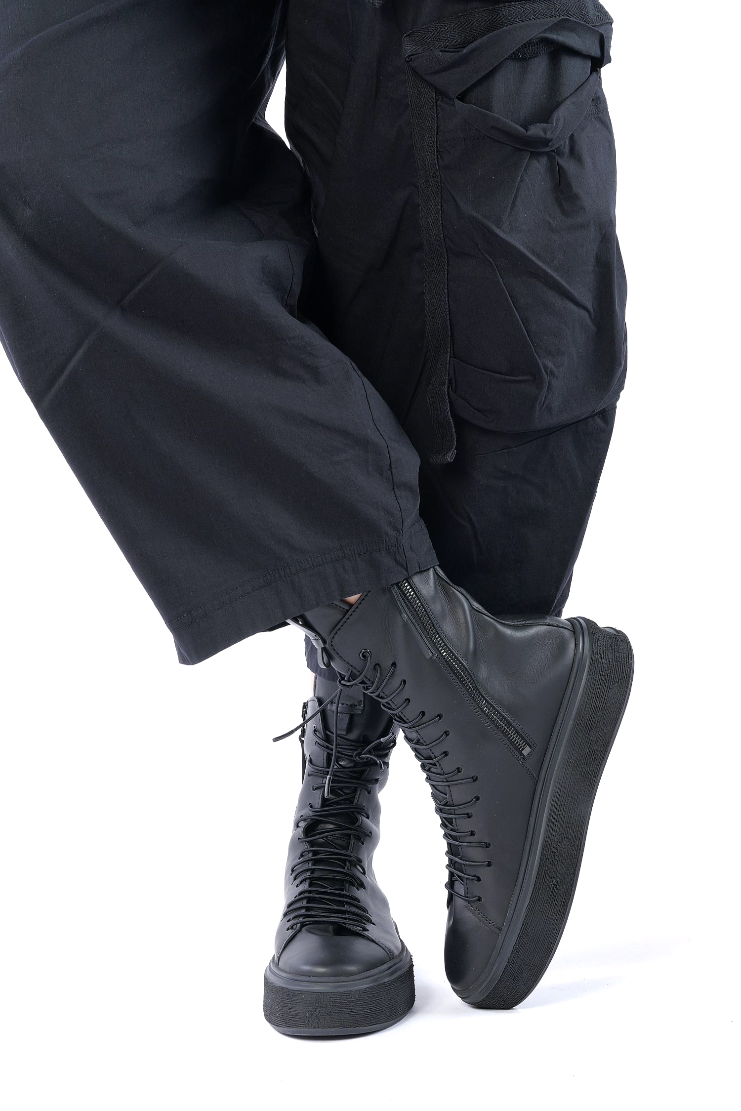 Hohe Ledersneaker - Schwarz - 907108