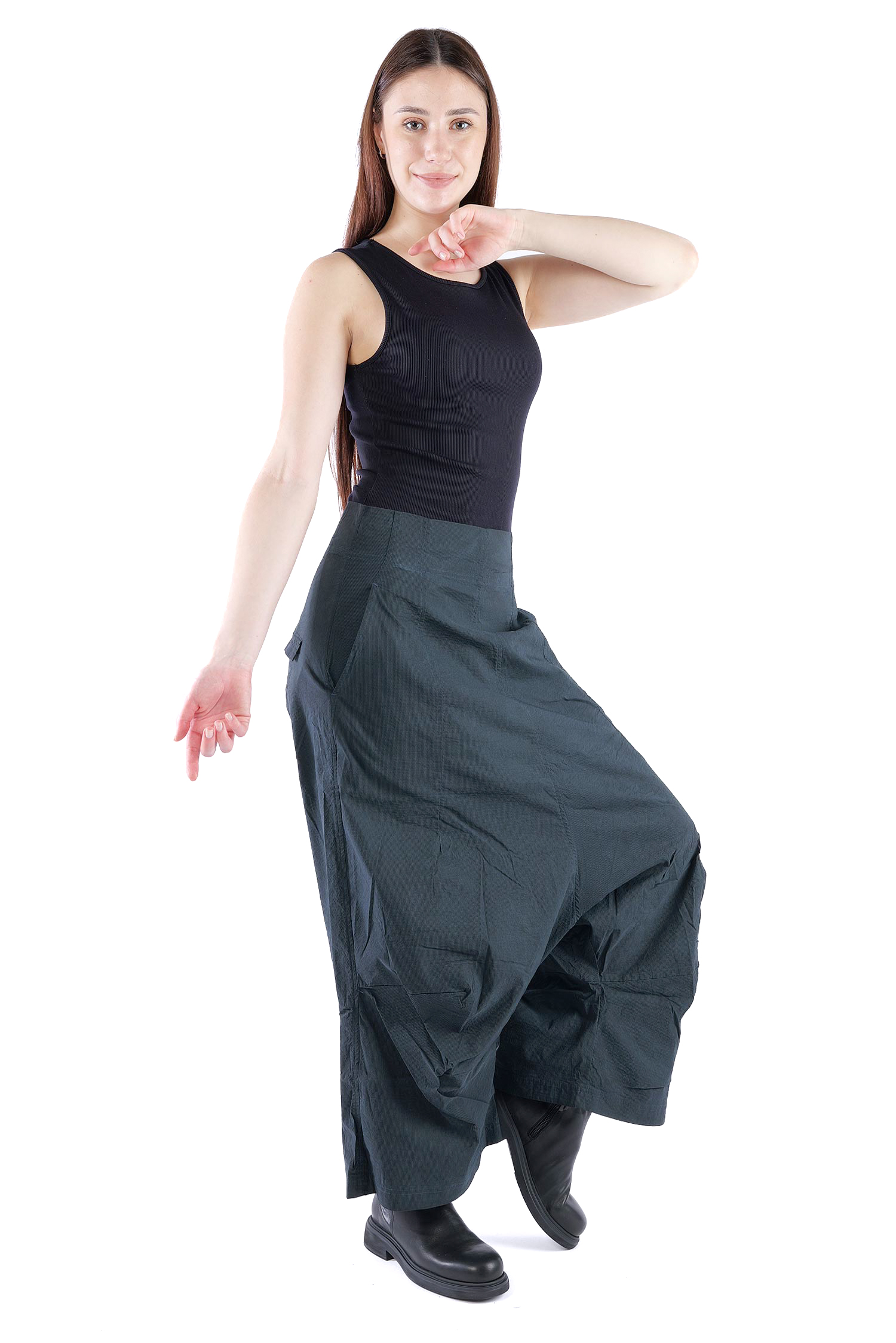 Weite Stretchhose - Petrol cloud - 2261240124