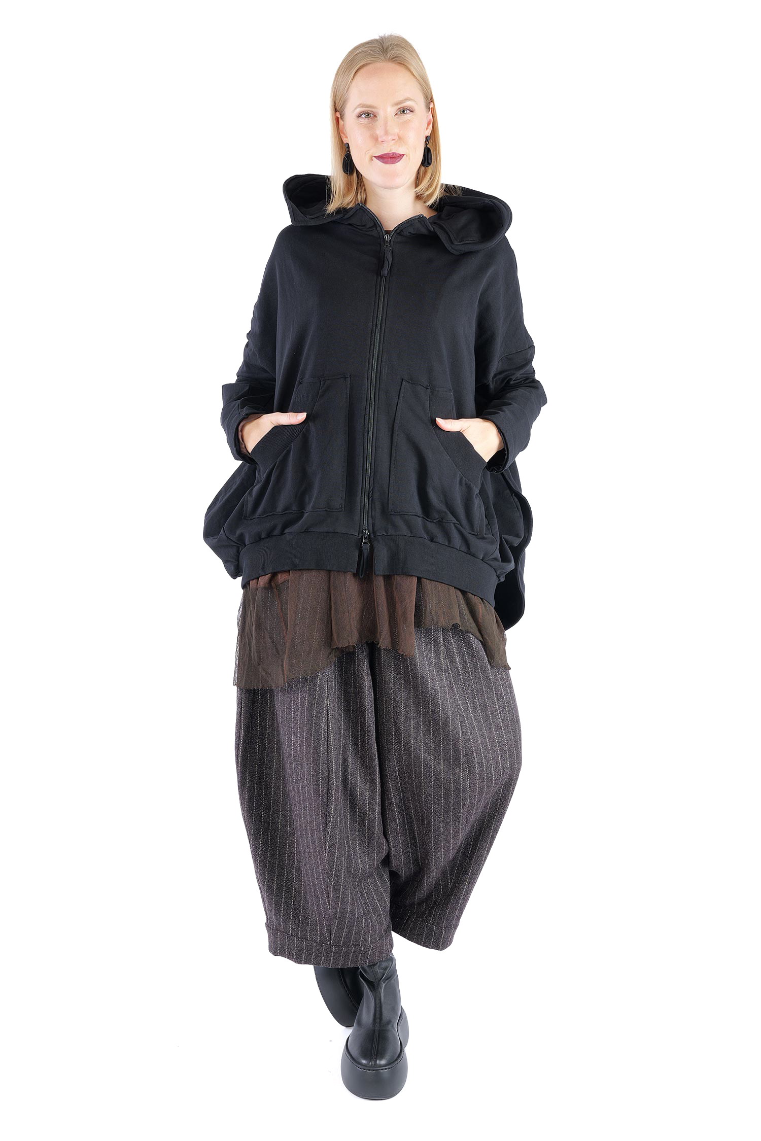 Oversize Sweatjacke - Schwarz - 2263251102