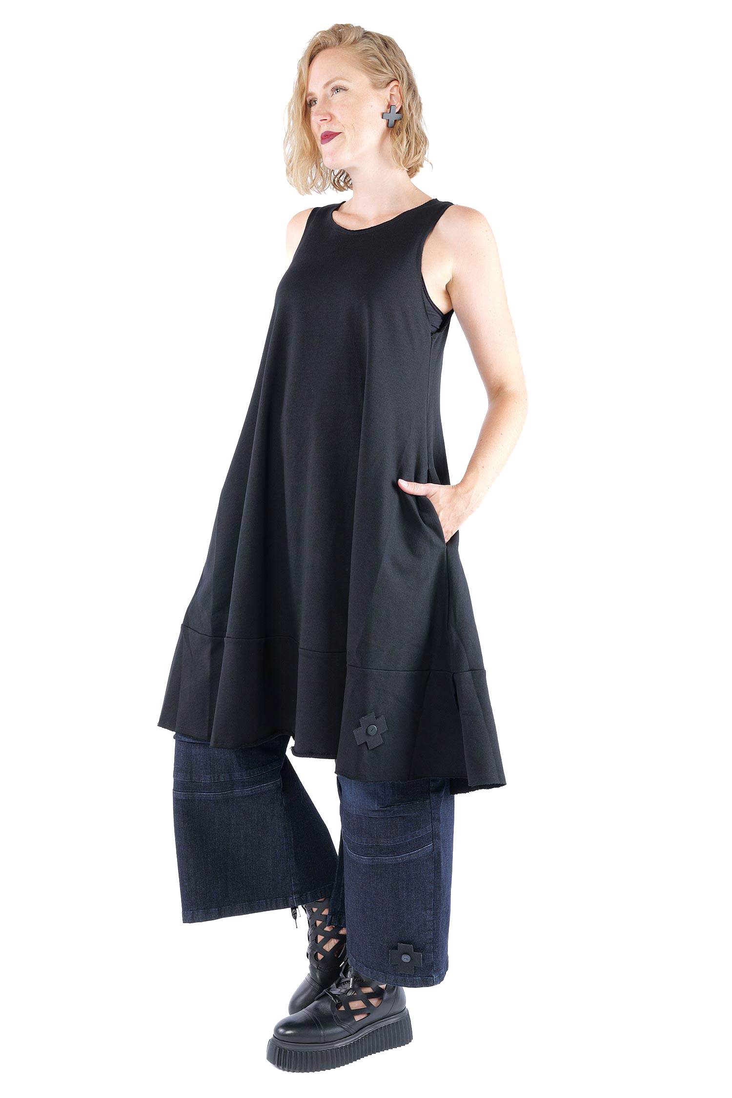 Sweat-Kleid - Schwarz - 1159