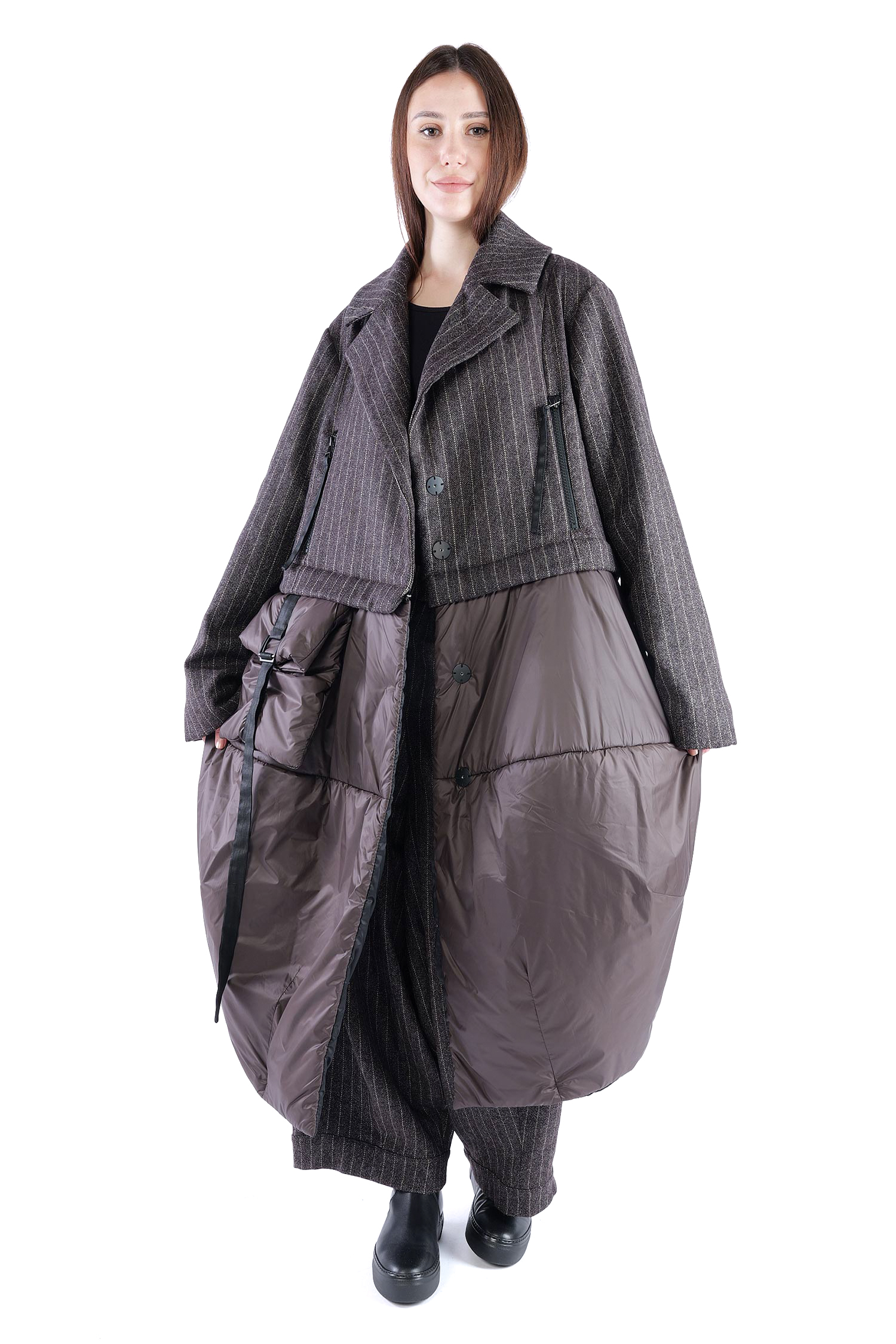 2-in-1 Wintermantel - Truffle striped woven/chocolate - Formers