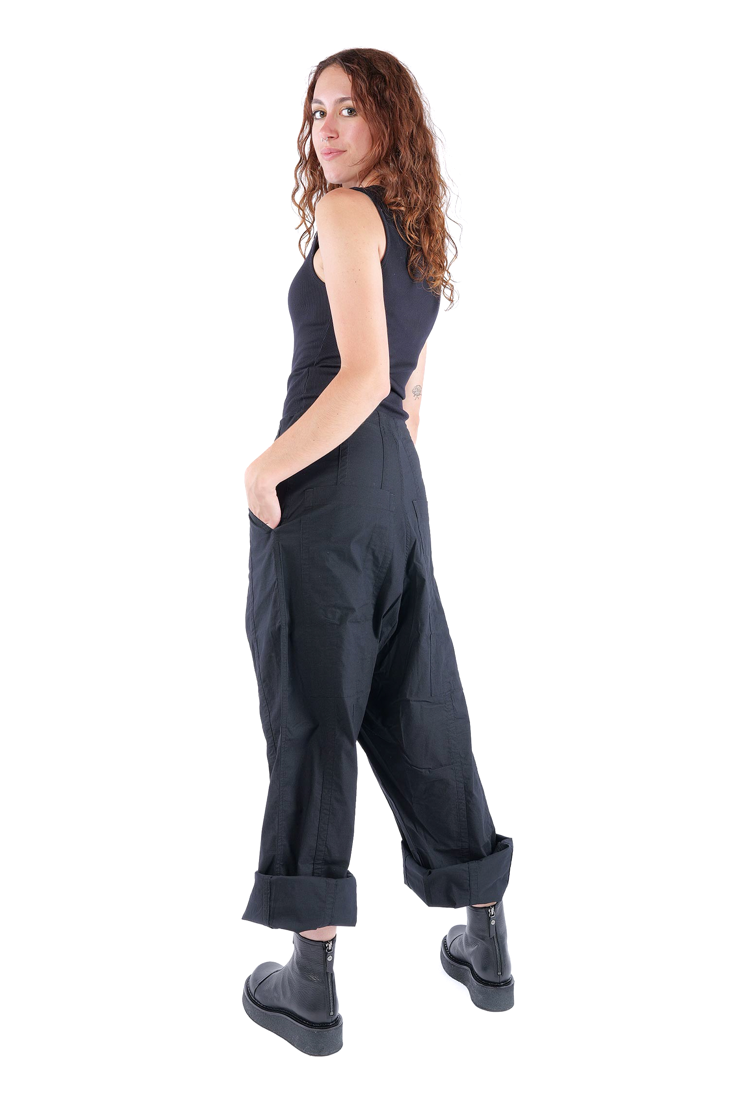 Weite Stretchhose - Schwarz - 2261390126