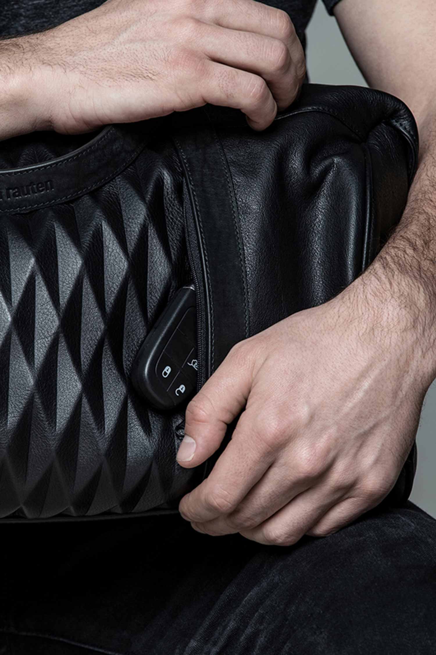 Große Ledertasche - Schwarz - Weekender